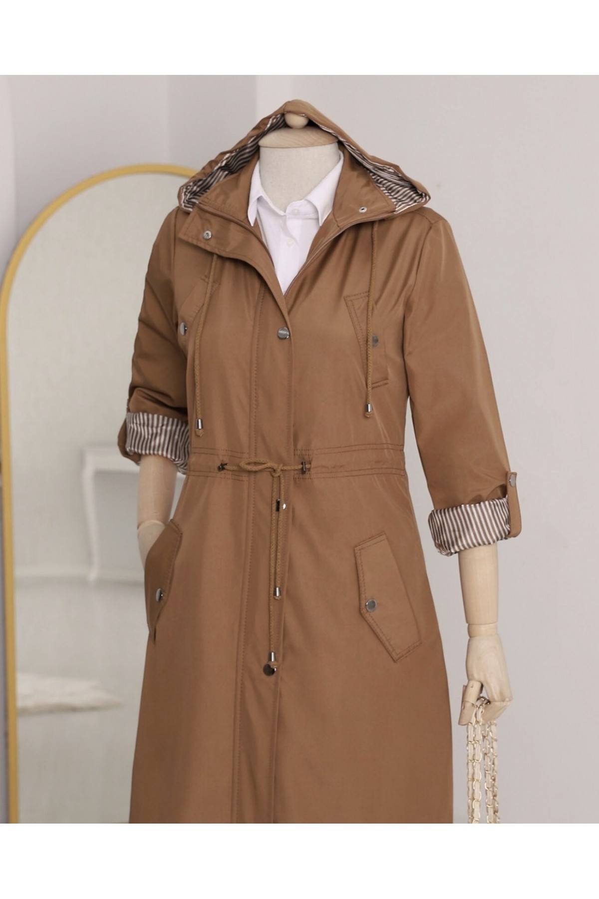 Striped Trench Coat      - Soil