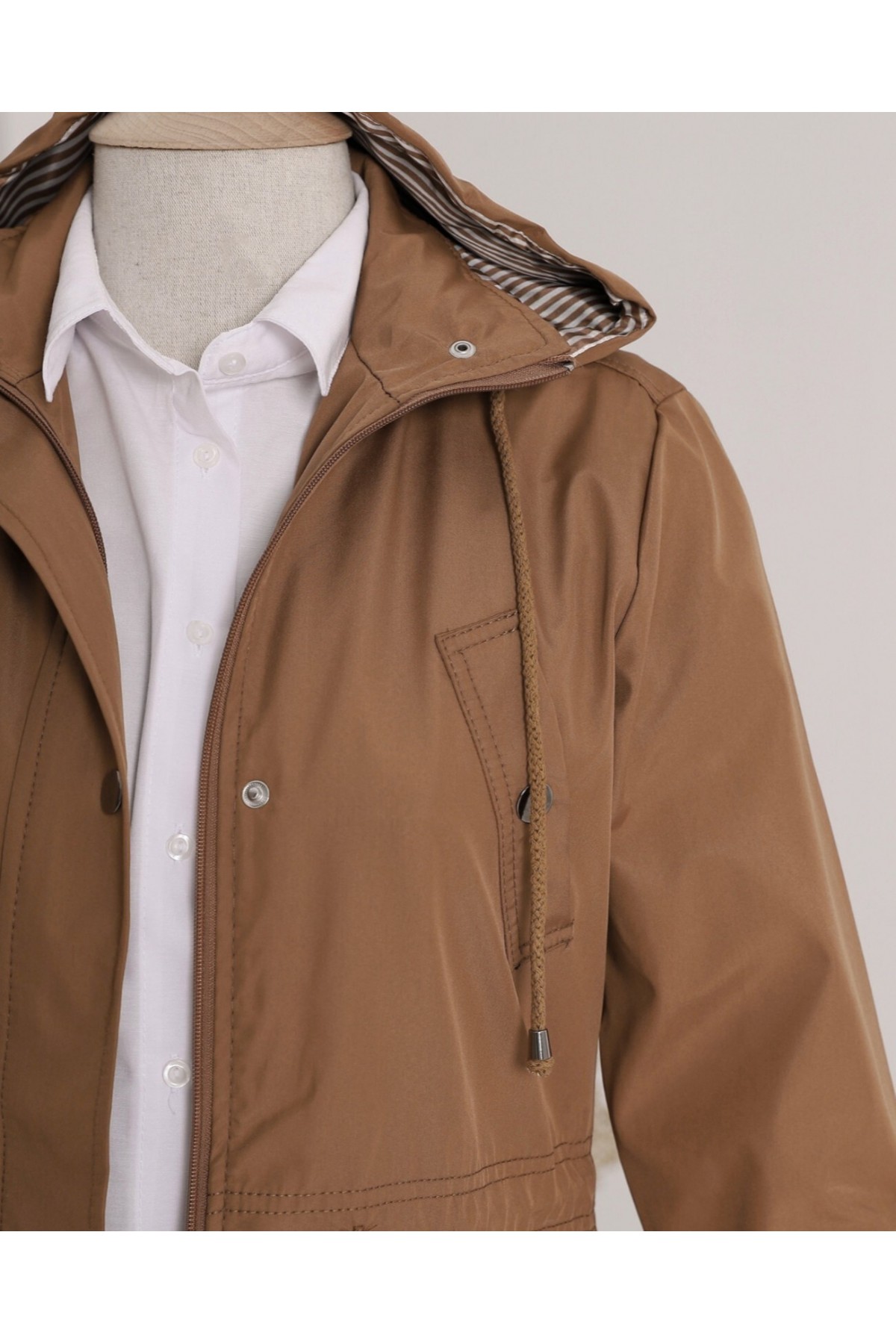 Striped Trench Coat      - Soil