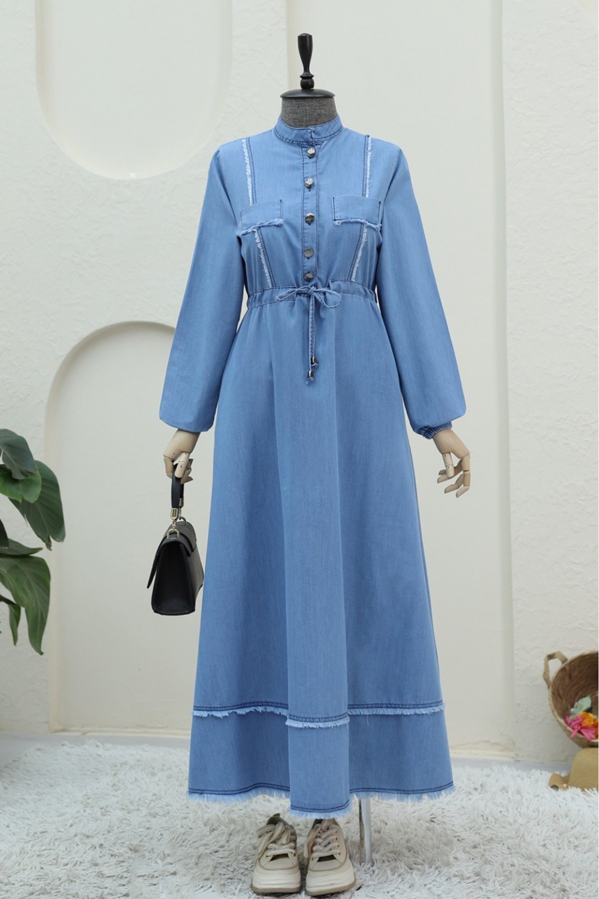 tassel denim dress Strapless Light Wash Denim Fringe Dress