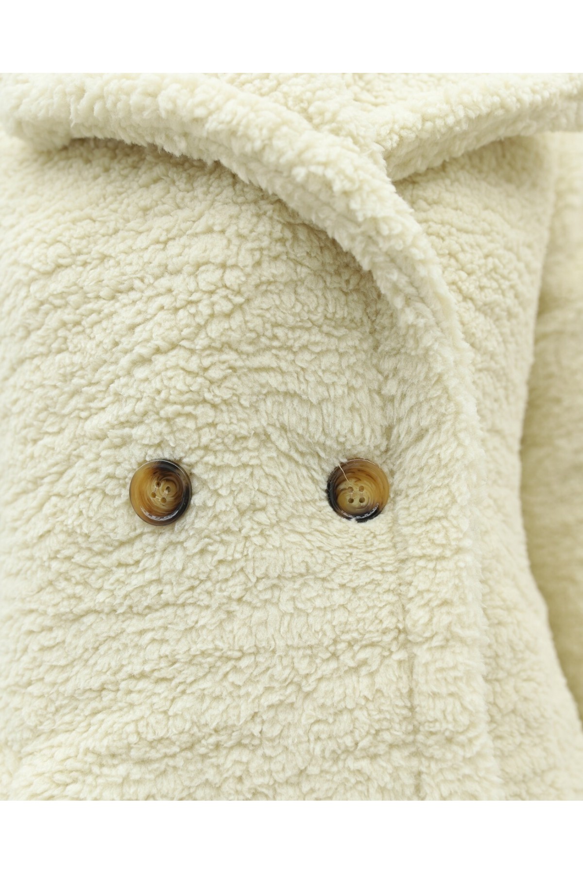 Double Buttoned Lined Plush Coat with Side Pockets -Light Mink