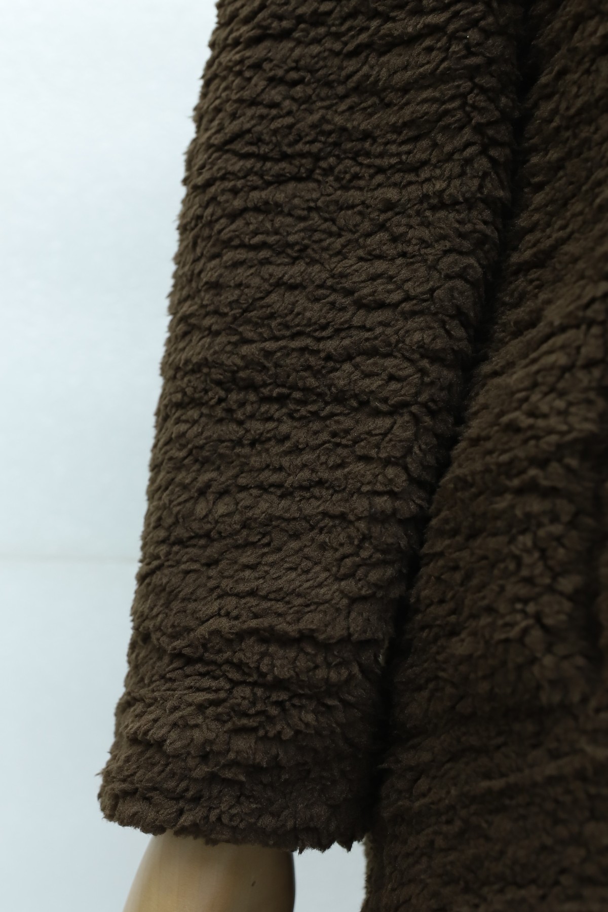 Double Buttoned Lined Plush Coat with Side Pockets   -Dark Coffee
