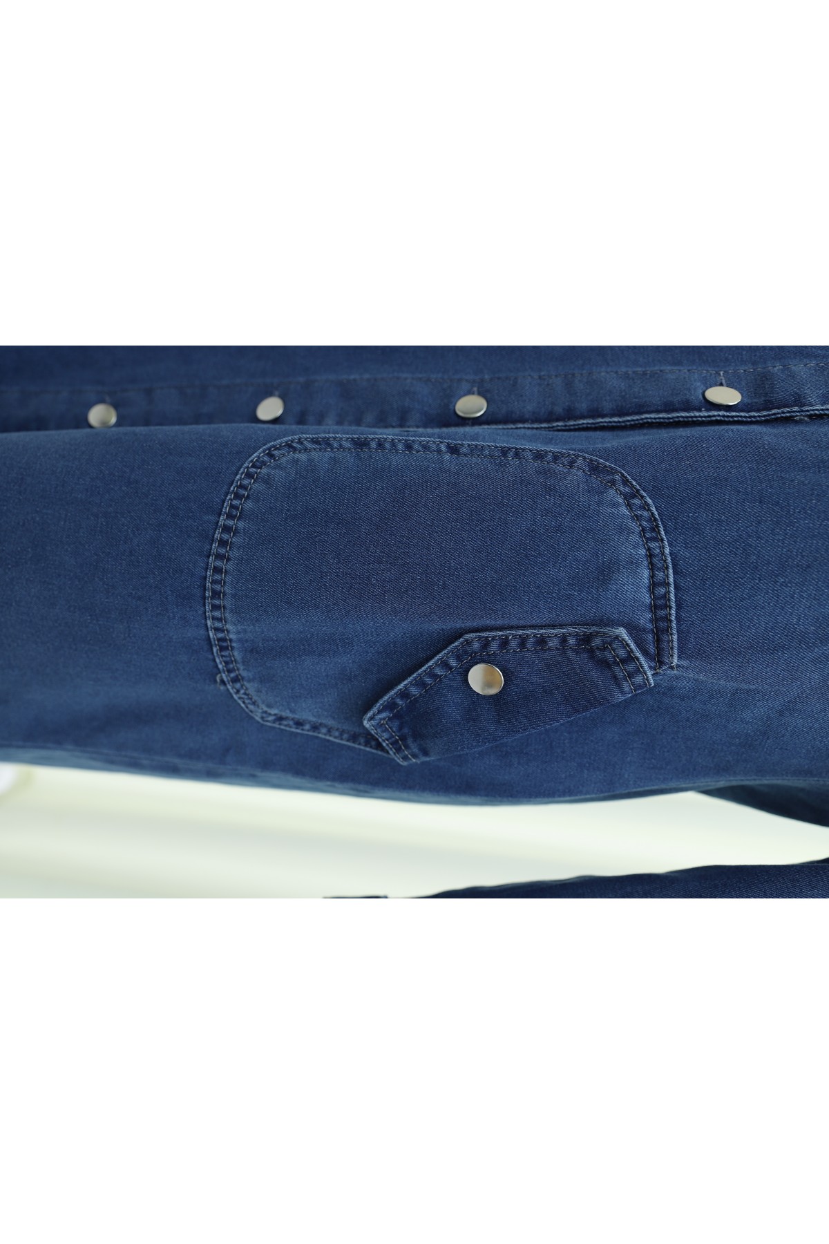   Fold Pocket Denim Cape  -İndigo