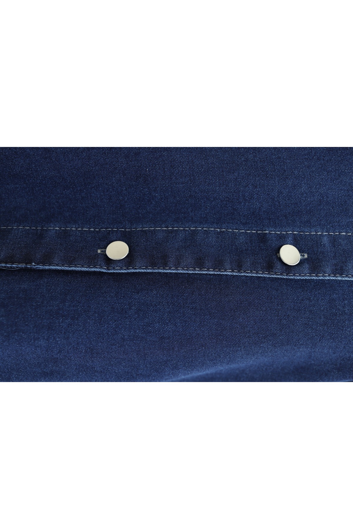 Denim Cap with Elastic Sleeves and Buttons     -Navy blue