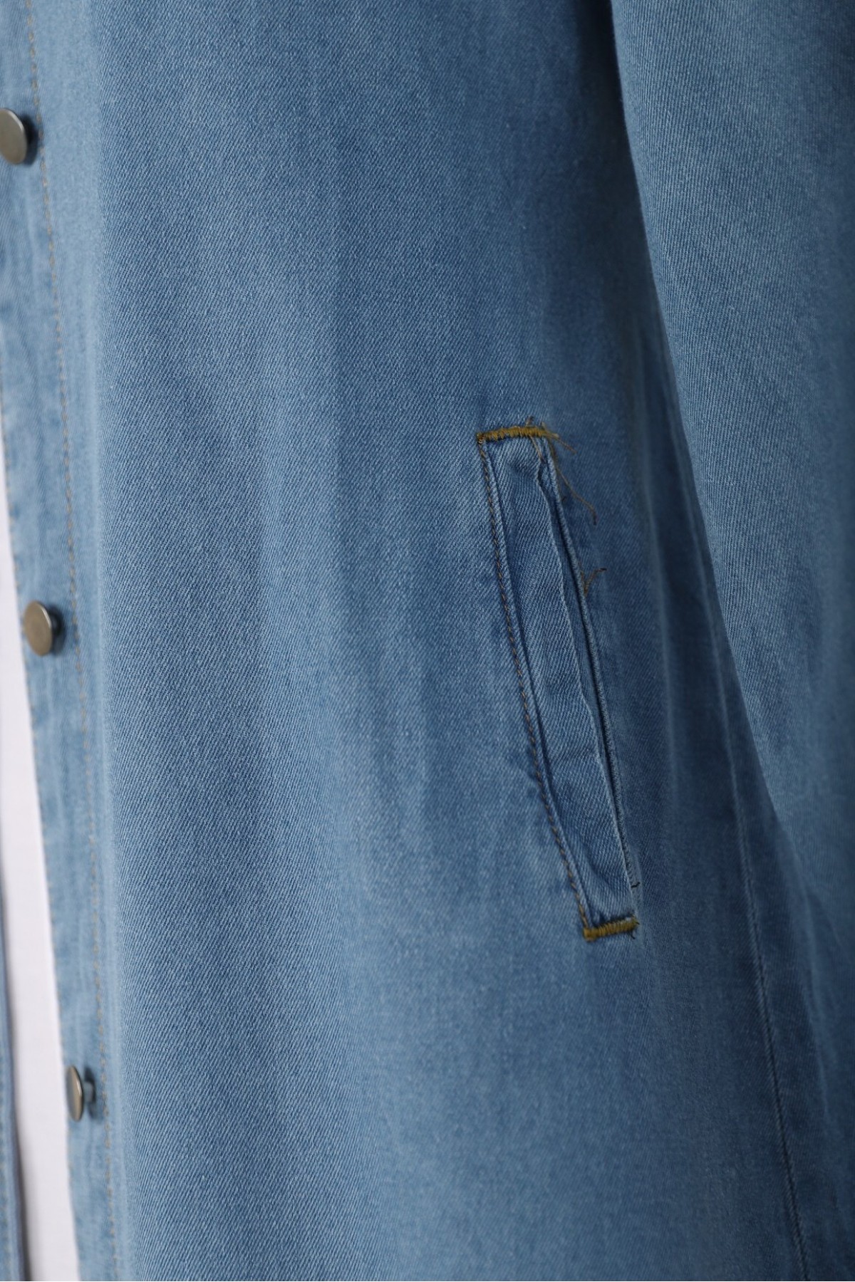 Denim Cap with Elastic Sleeves and Buttons  -Blue
