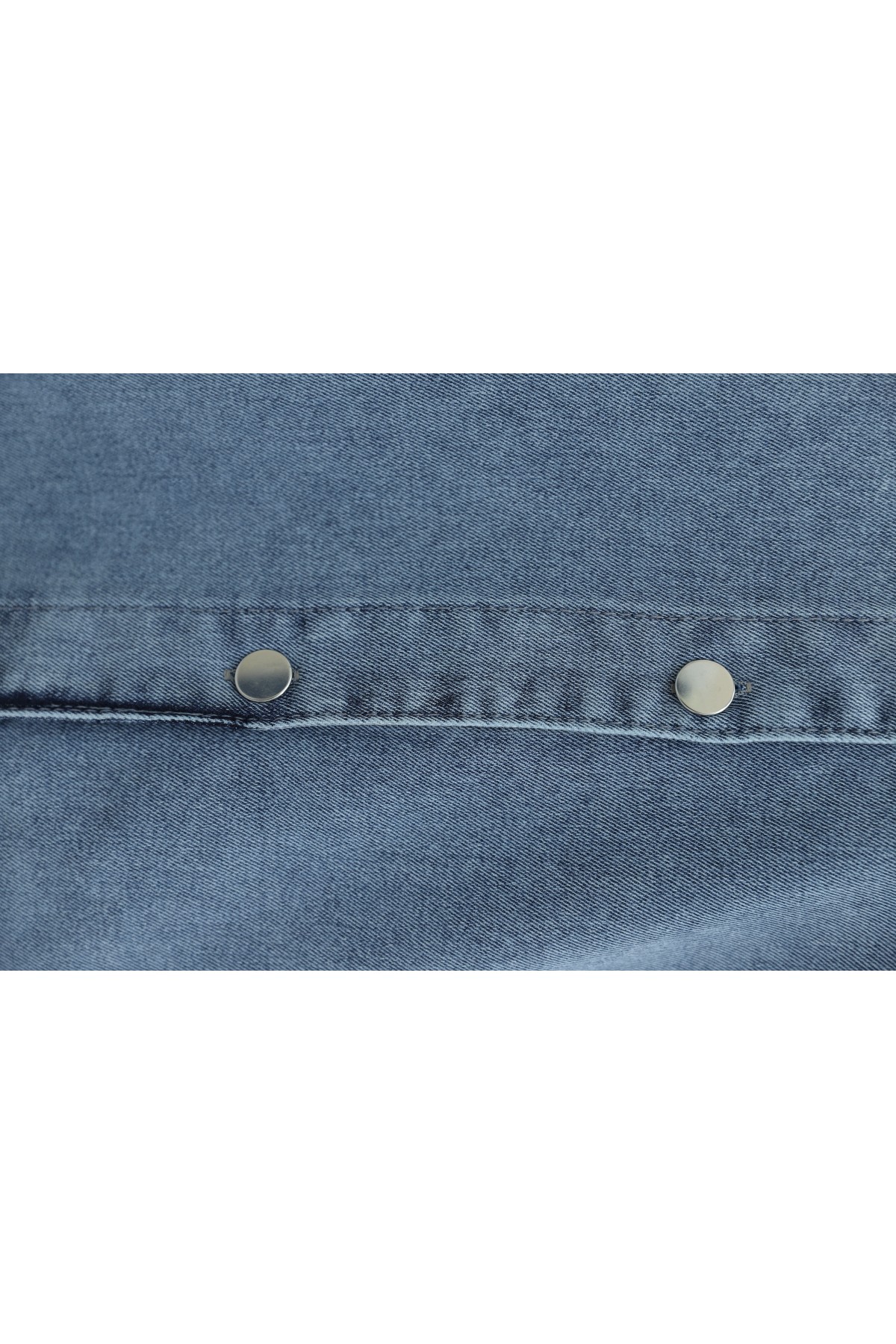 Denim Cap with Elastic Sleeves and Buttons     -Ice Blue
