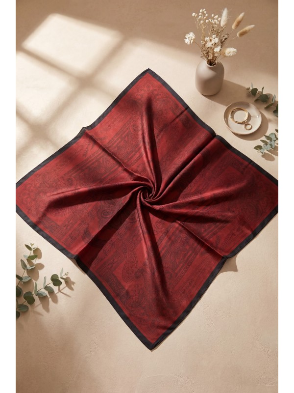 Sketch Patterned Rayon Scarf -Maroon