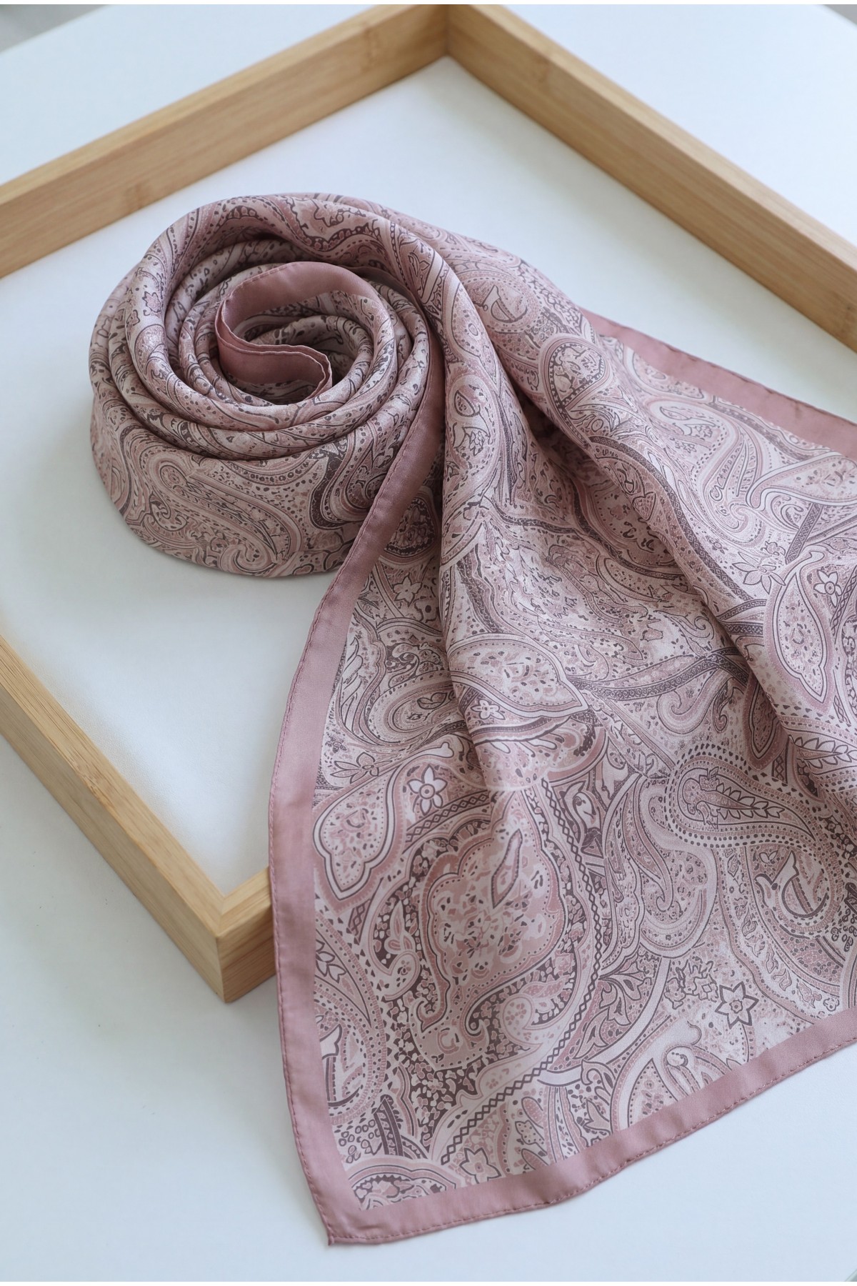 Geleneksel Floral Desenli Coton Şal -Gül Kurusu