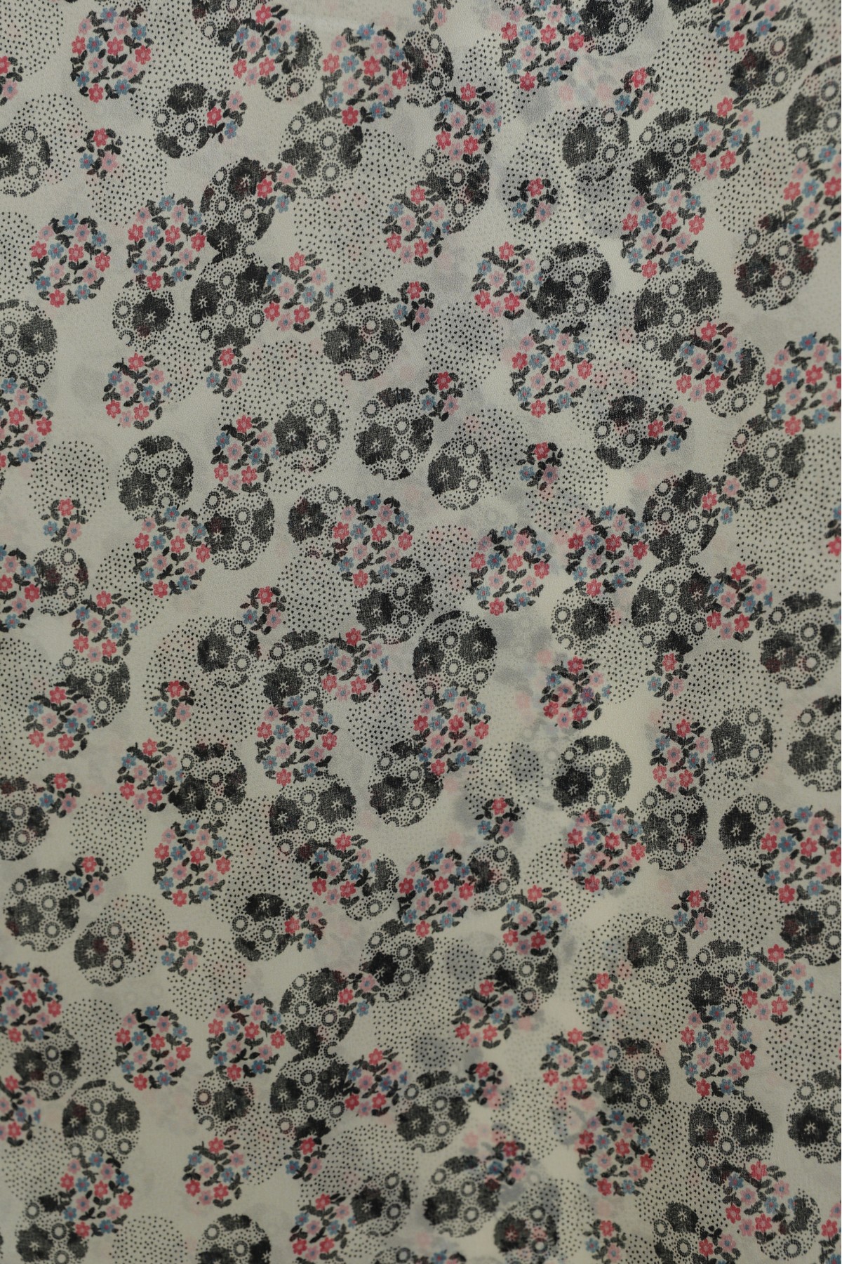 Crisp Floral Patterned Voile Scarf -Cream color