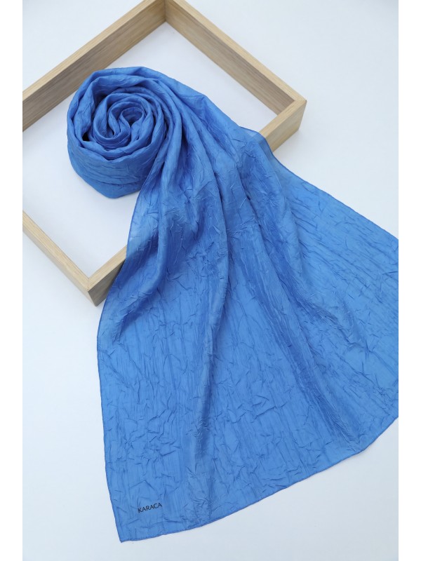 Jacquard Crinkle Crash Shawl    -Blue