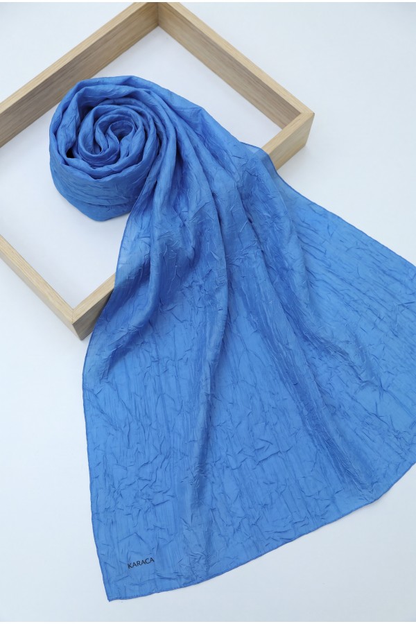 Jacquard Crinkle Crash Shawl    -Blue