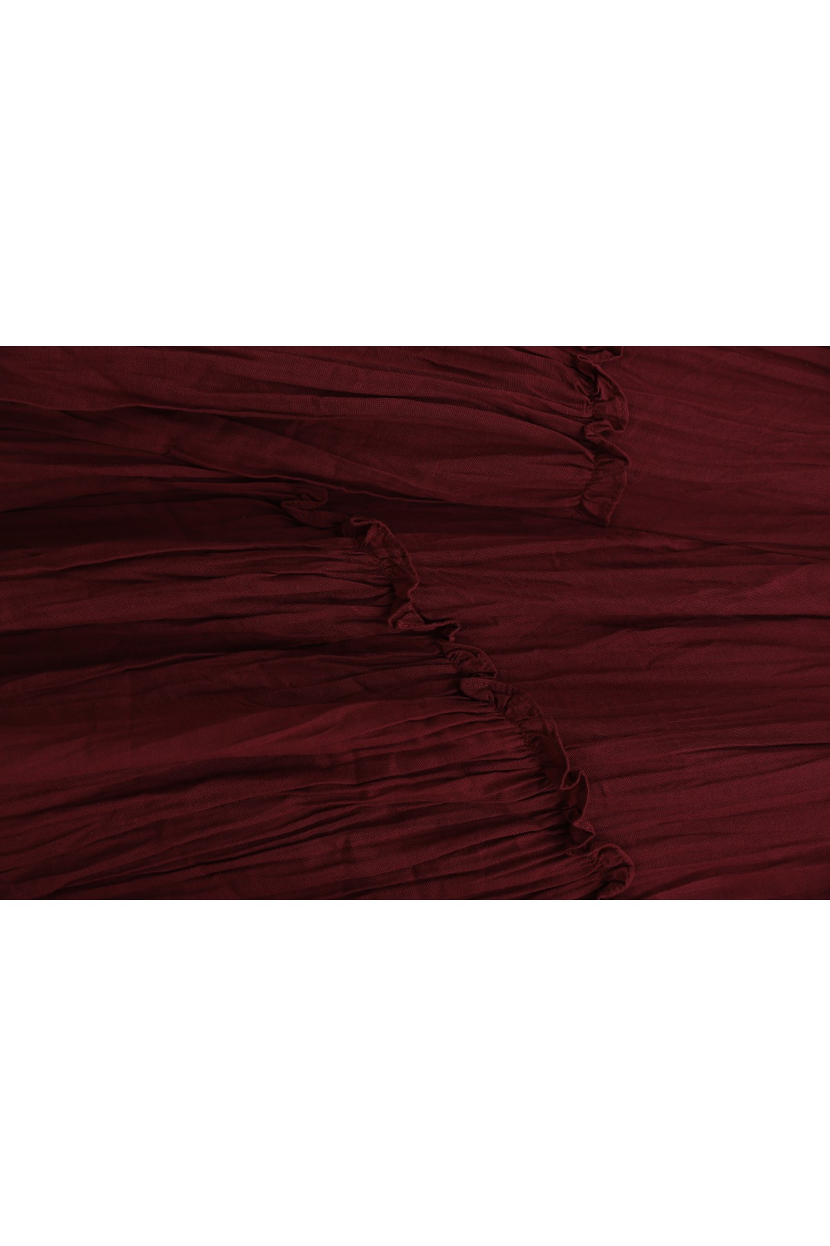 تنورة من طبقات من قماش الفوال الكتاني بخصر مطاطي -بوردو