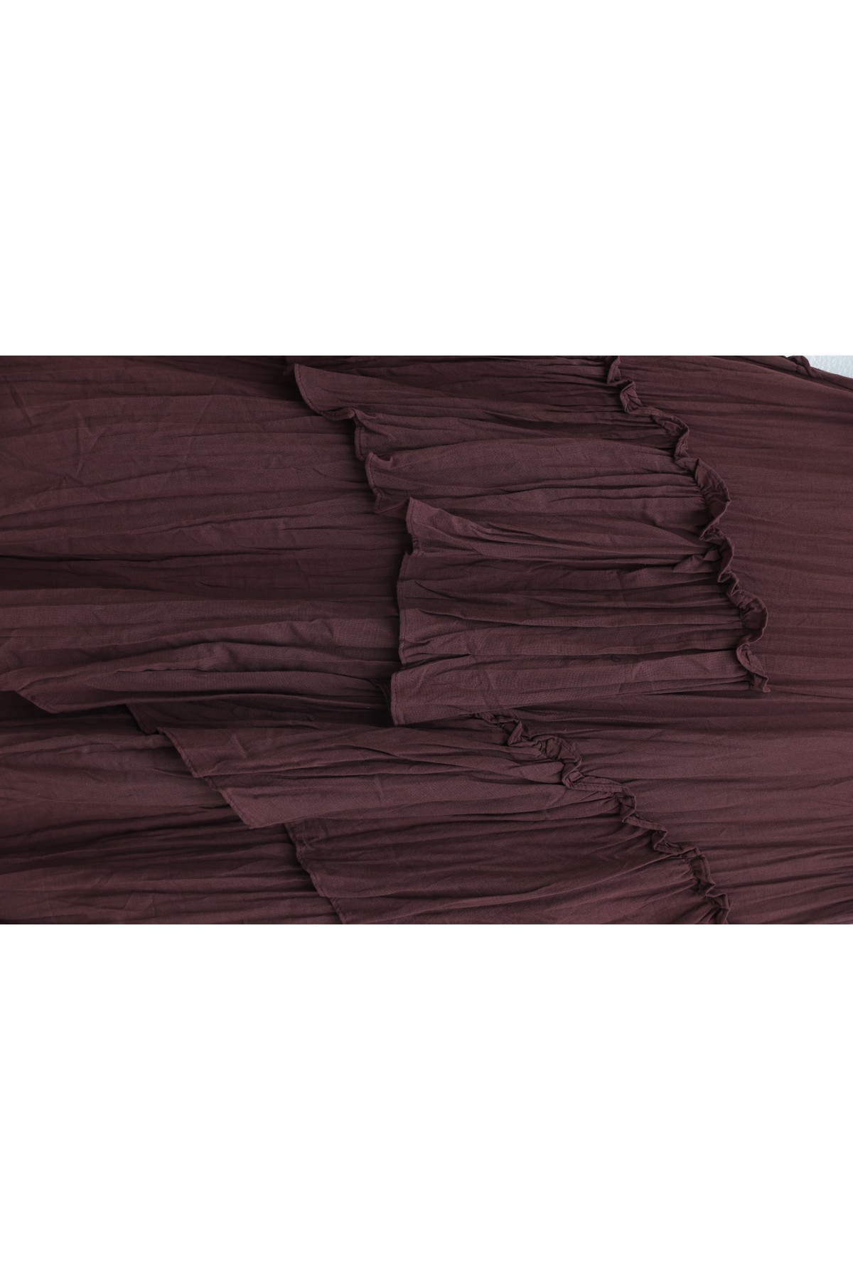 Elasticated Waist Linen Voile Layered Skirt  -Dark Bordo