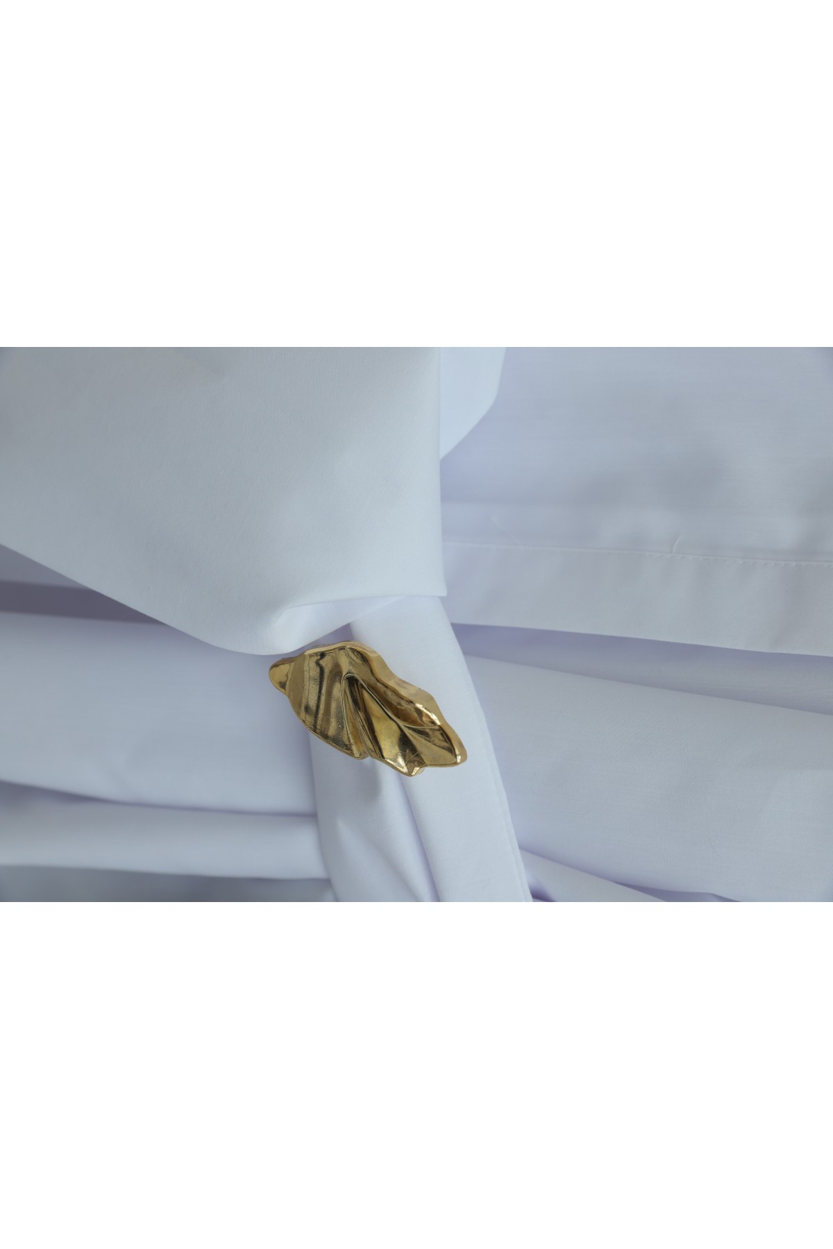 Gizli Düğmeli Kuşaklı Poplin Tunik -Beyaz