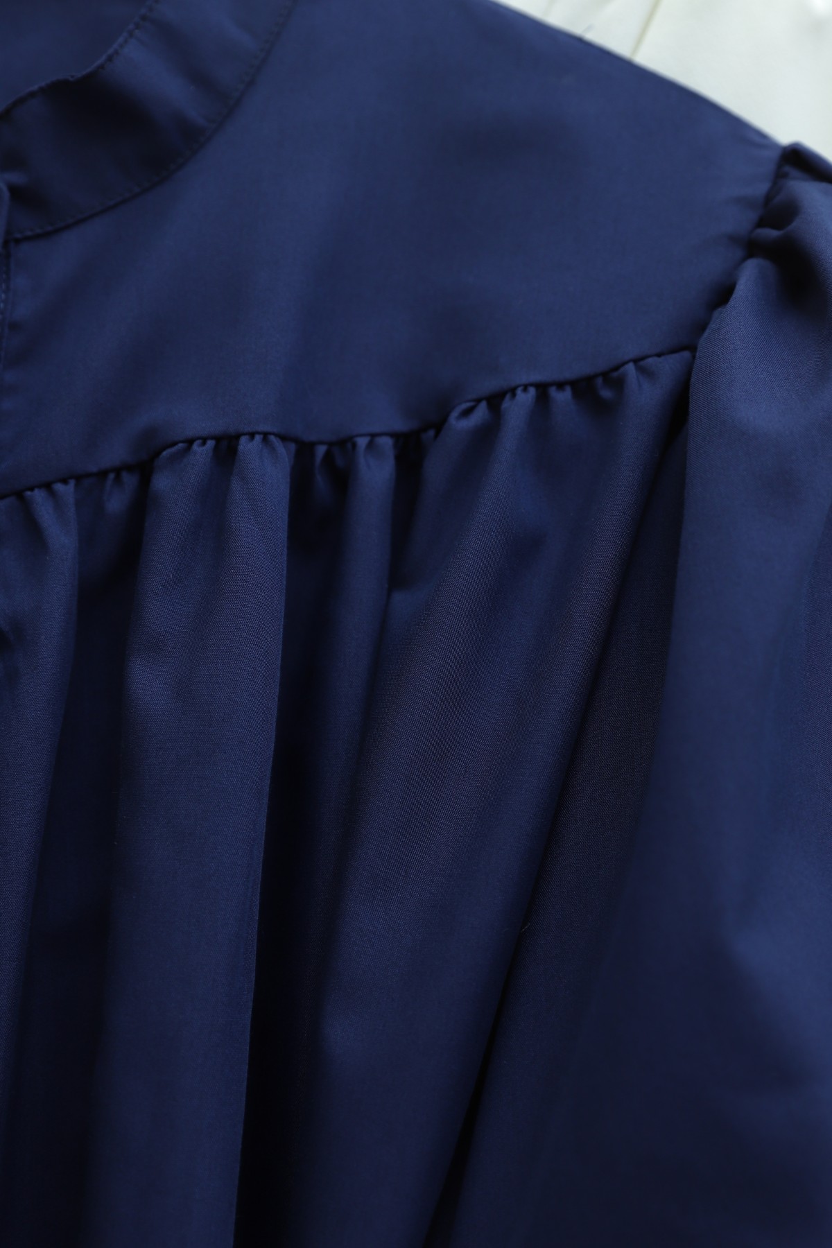 Gizli Düğmeli Kuşaklı Poplin Tunik -Laci