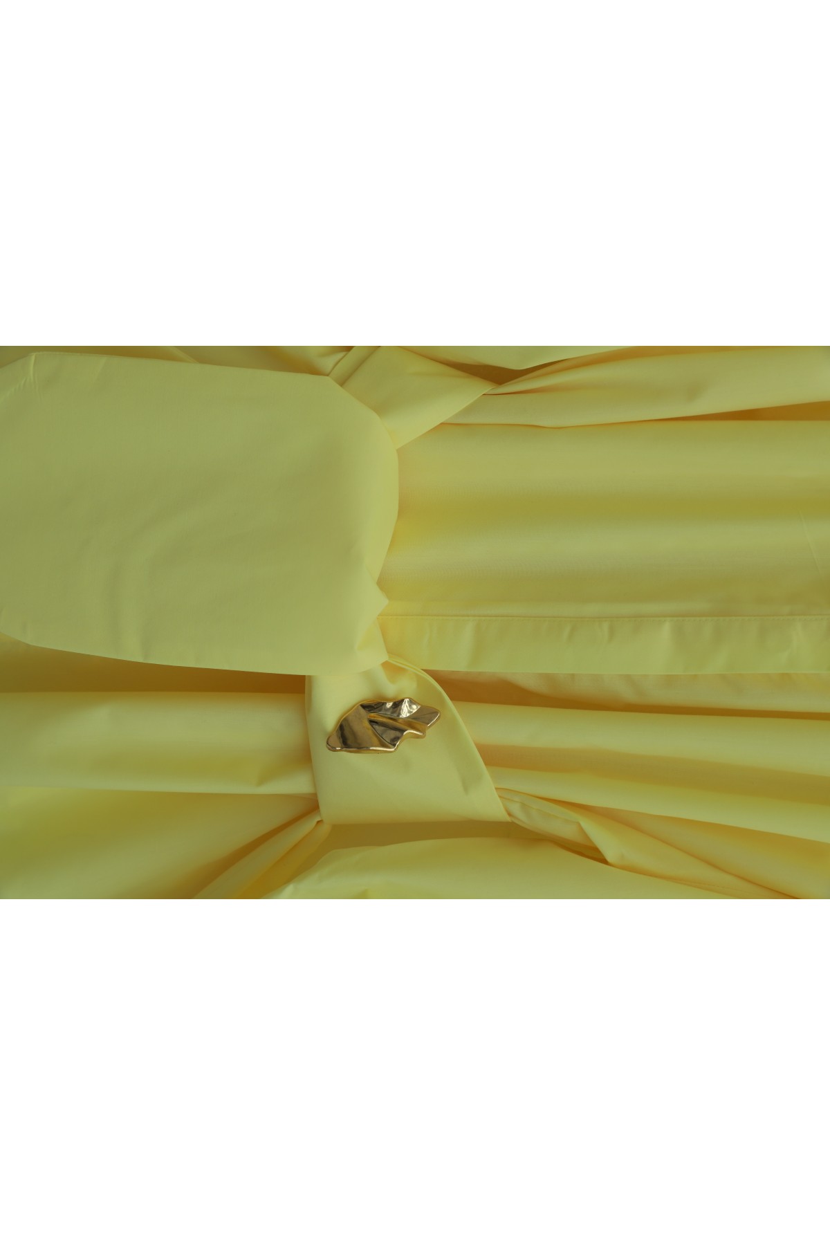 Gizli Düğmeli Kuşaklı Poplin Tunik -Sarı