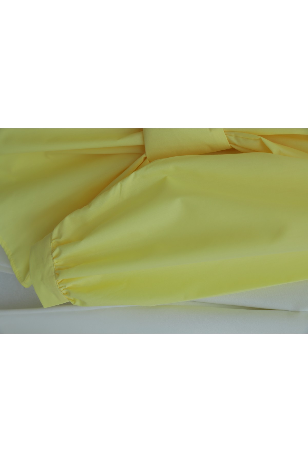 Gizli Düğmeli Kuşaklı Poplin Tunik -Sarı