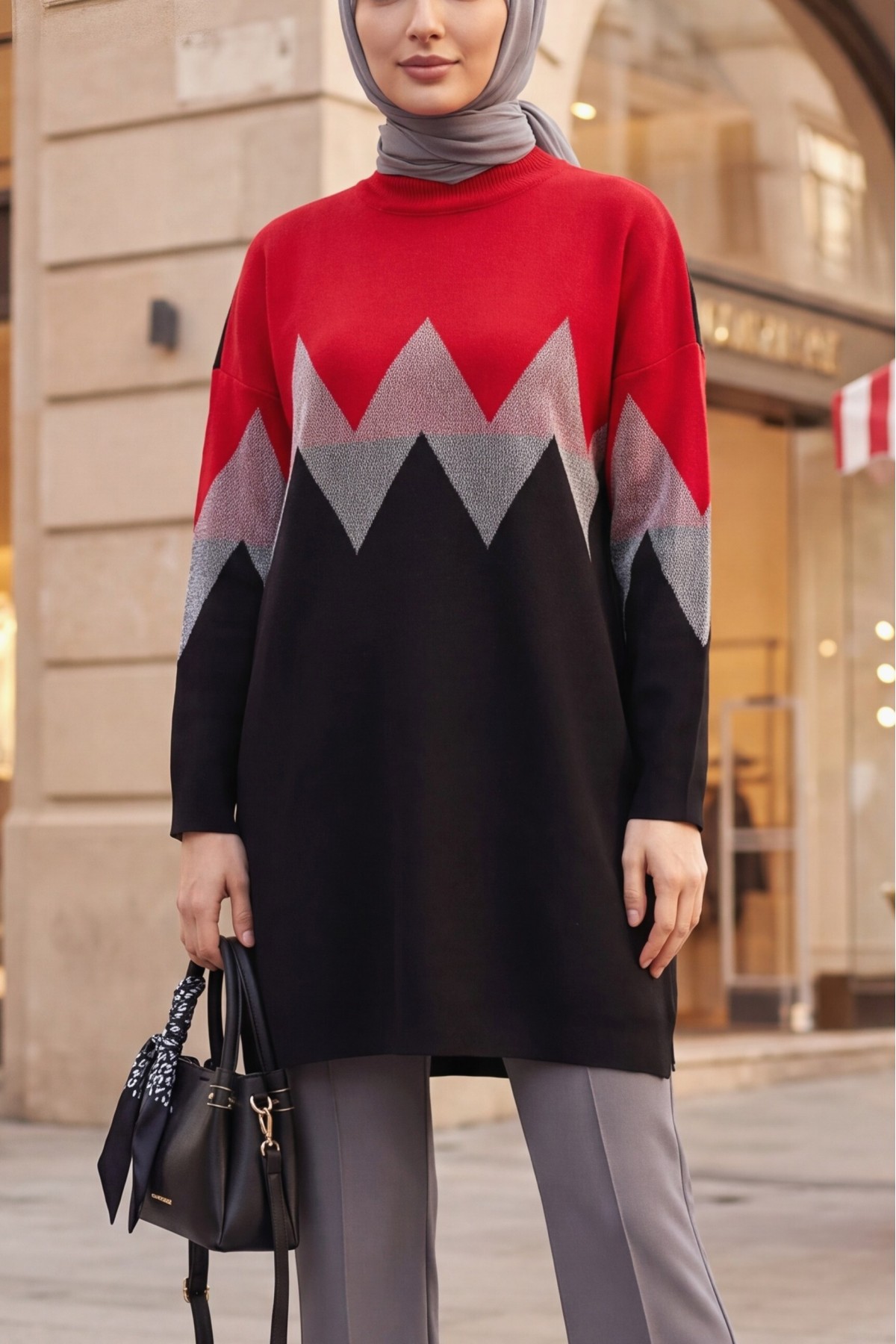 Oversized Zigzag -Red