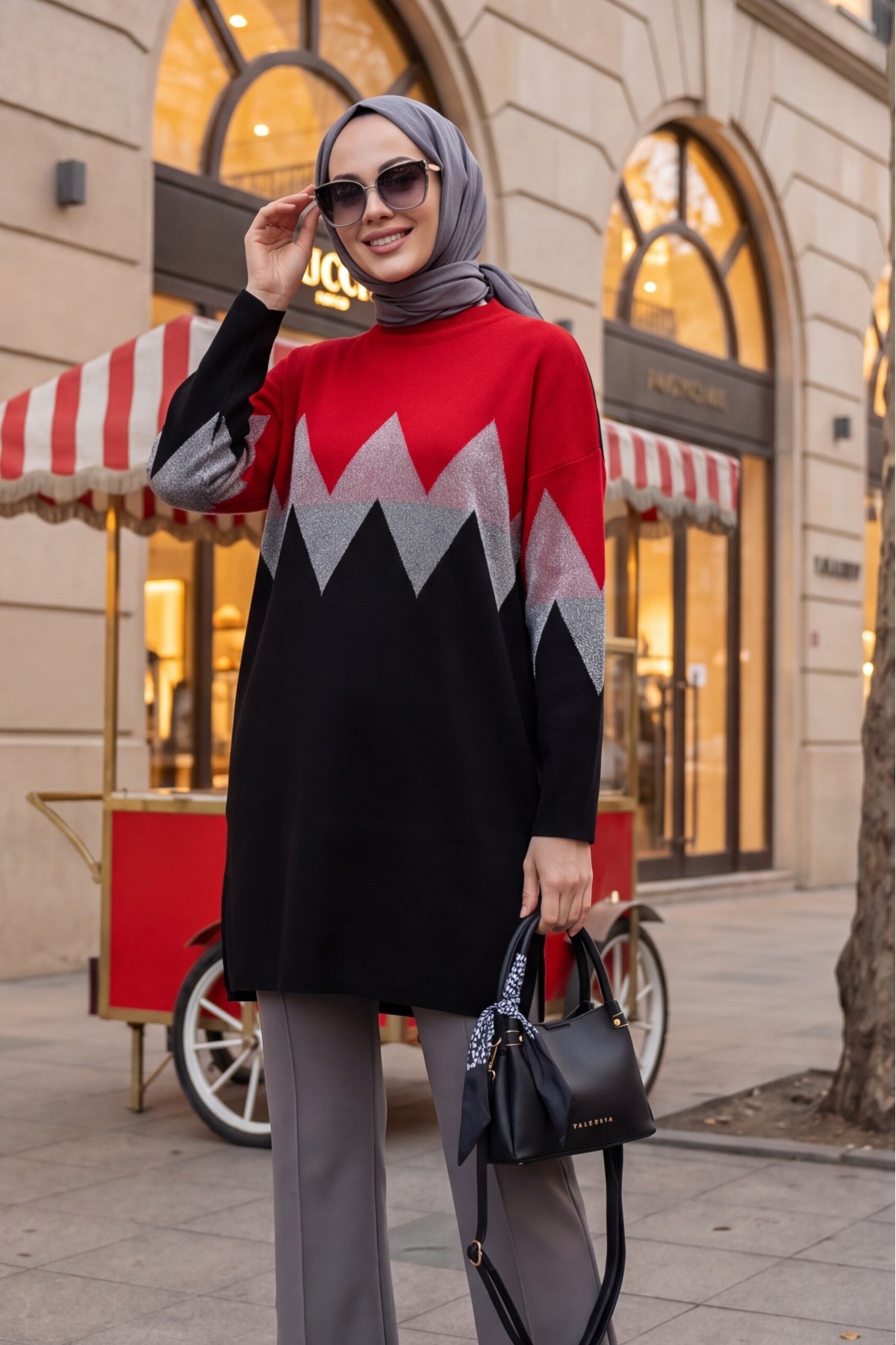 Oversized Zigzag -Red