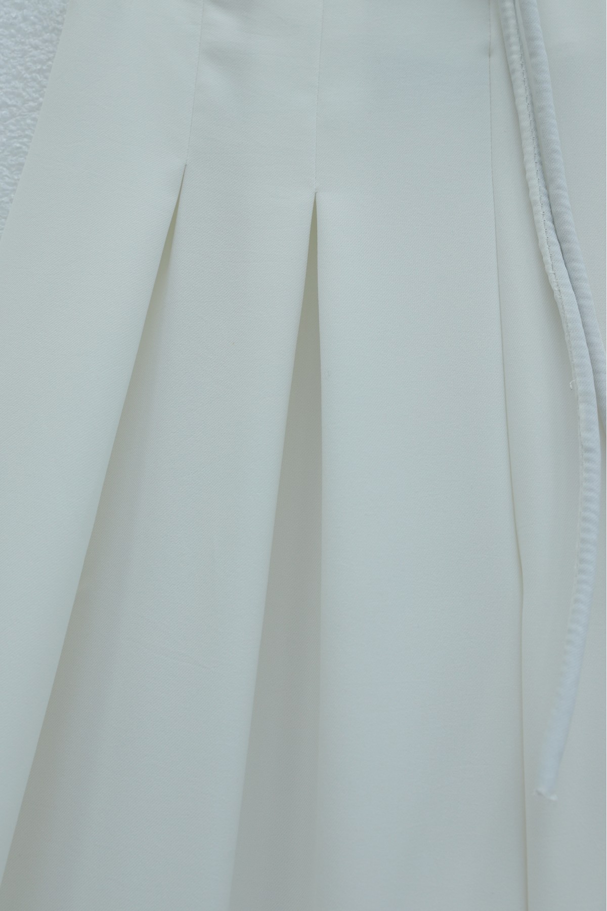 Imported Crepe Pants with Drawstring Waist and Wide Legs -White
