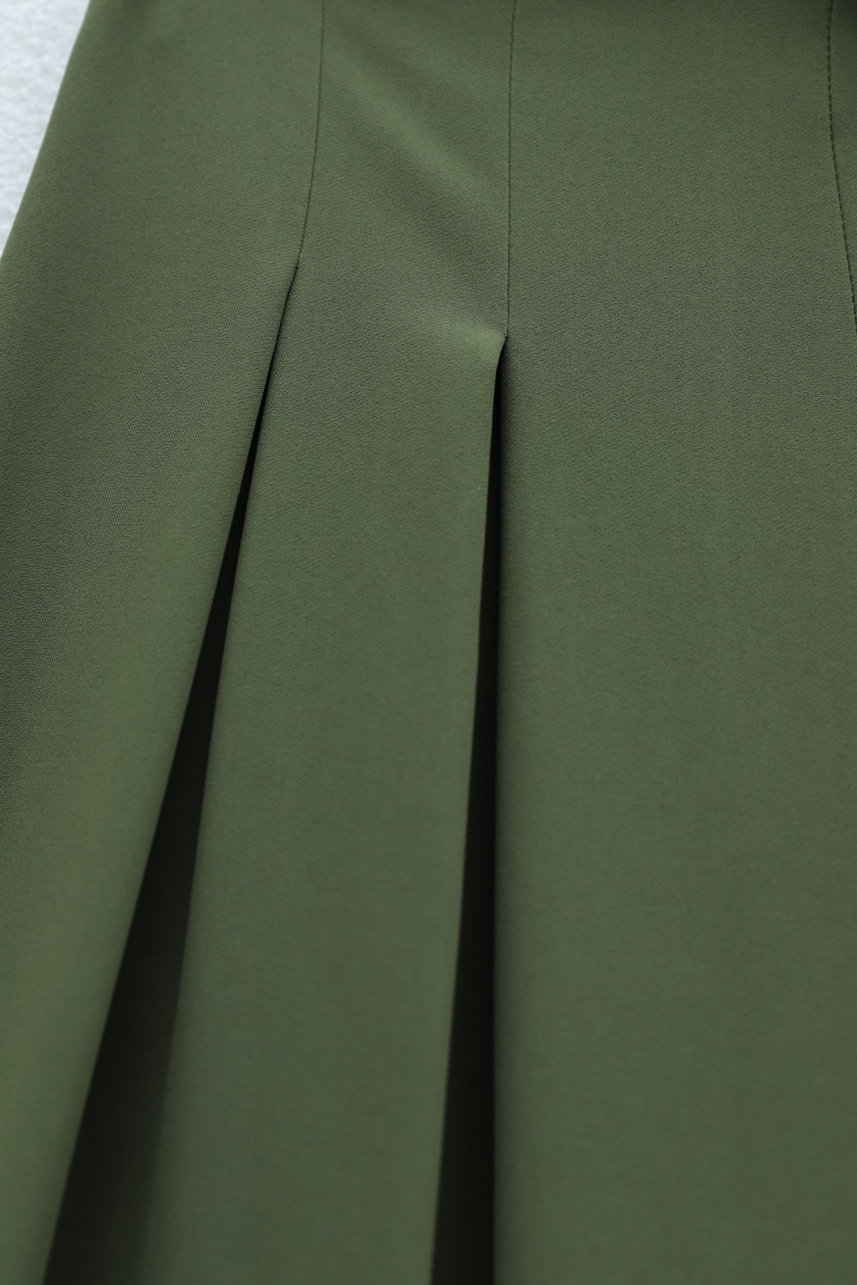 Imported Crepe Pants with Drawstring Waist and Wide Legs -Khaki