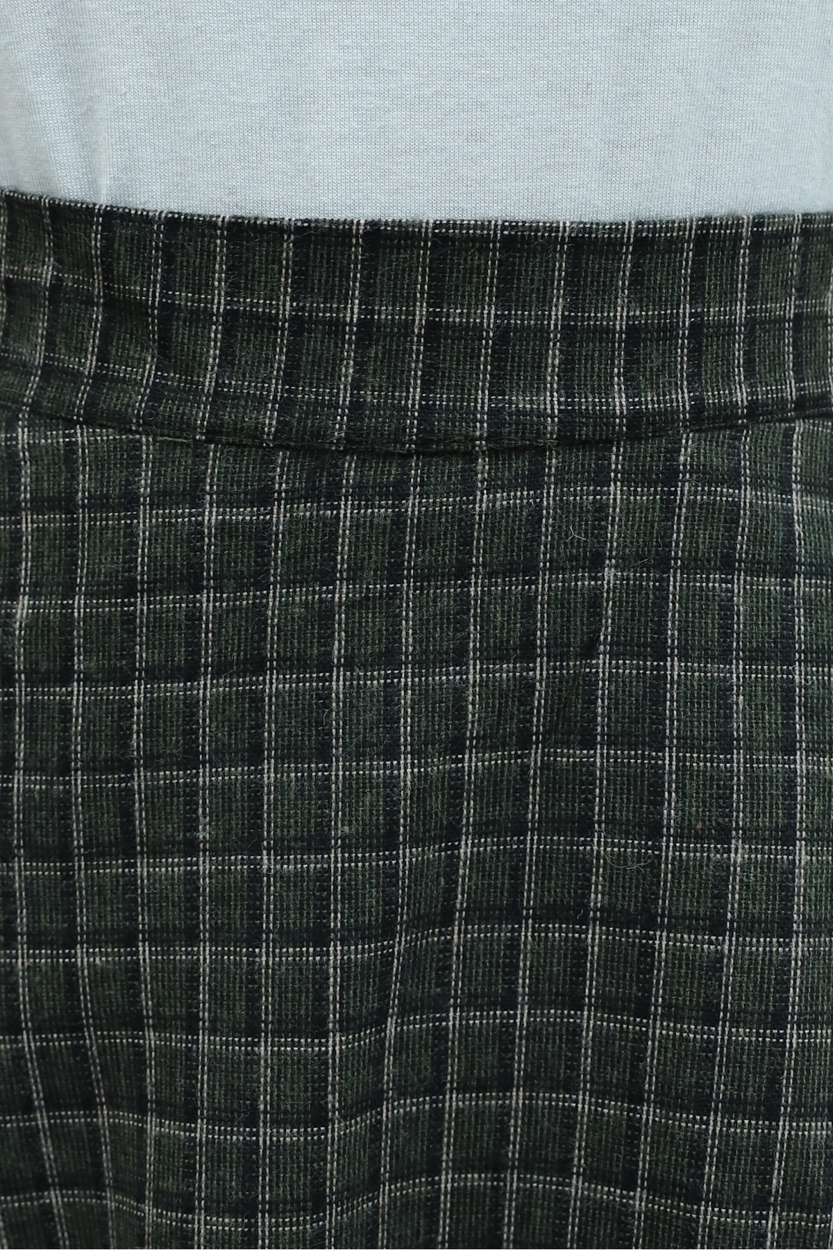 Flared Plaid Skirt with Zipper and Dual Pockets -Khaki