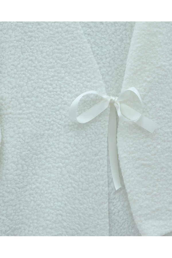 Yandan Bağlamalı Buklet Kimono   -Beyaz