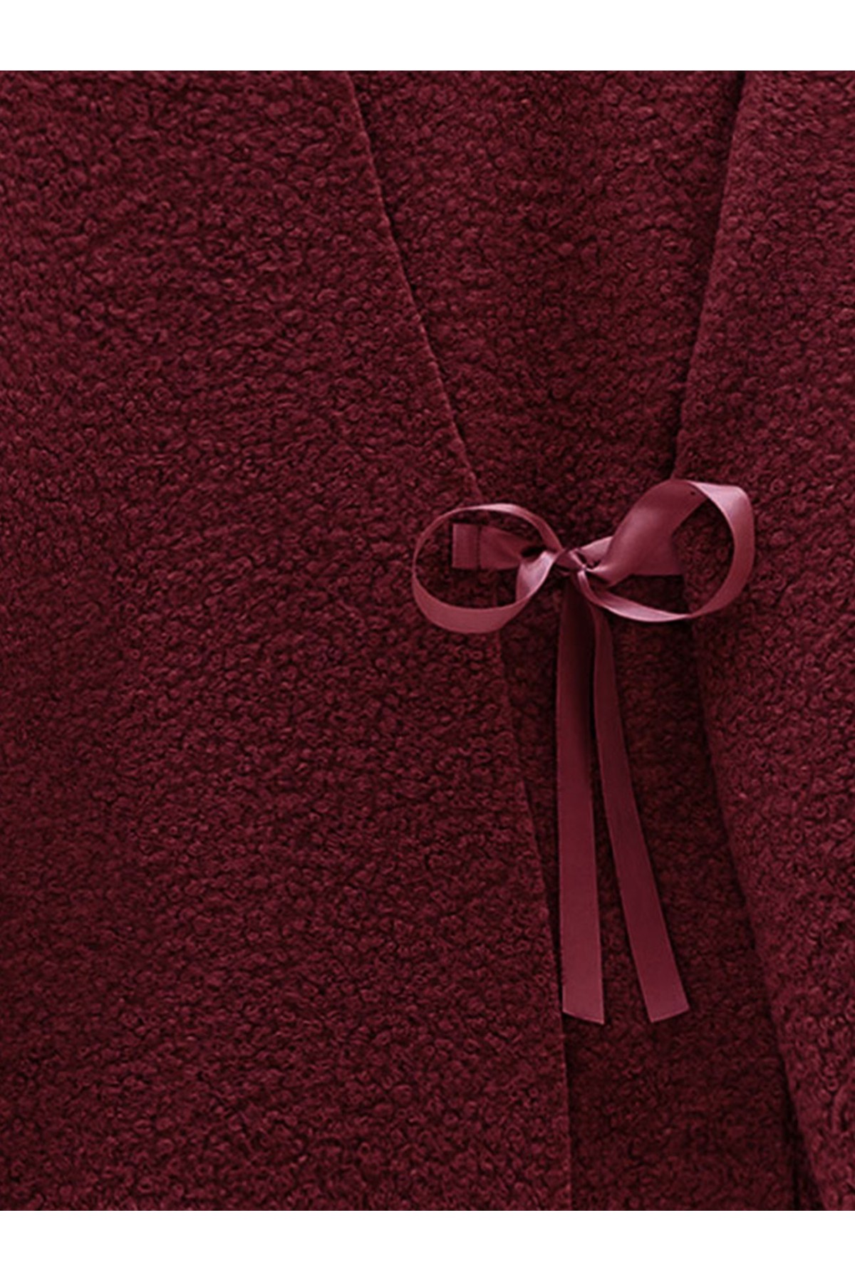 Yandan Bağlamalı Buklet Kimono  -Bordo