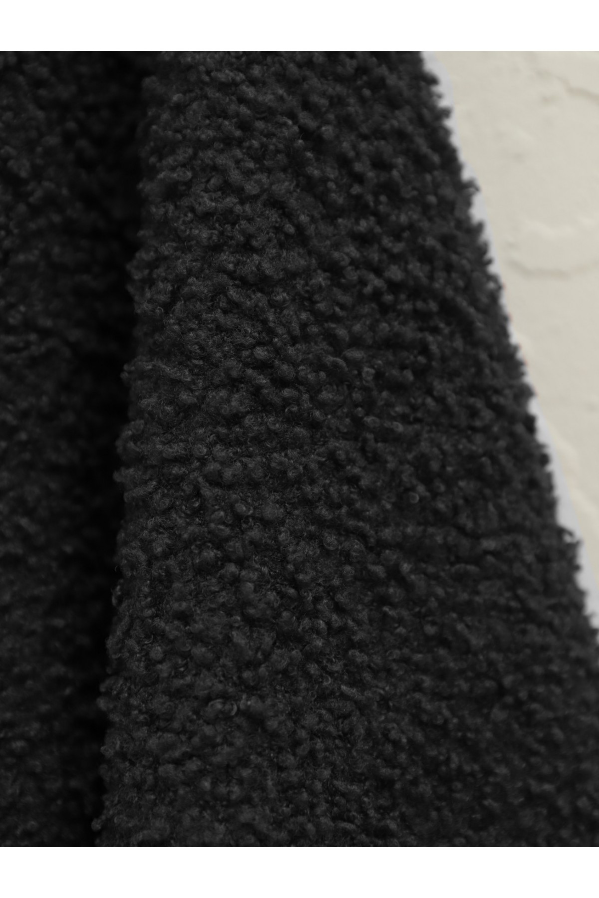 Single Button Belted Boucle Poncho -Black
