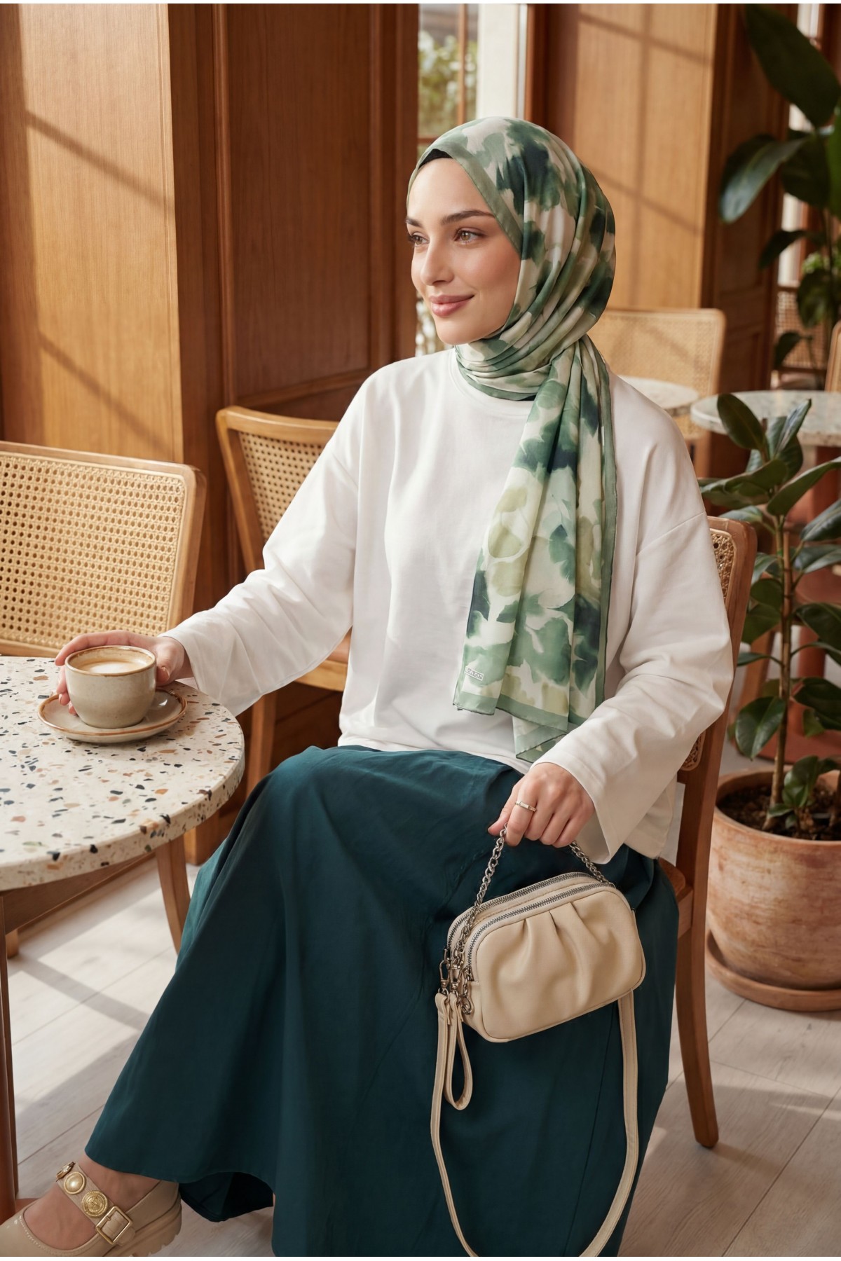 Round Neck Loose Fit Cotton Blouse  -White