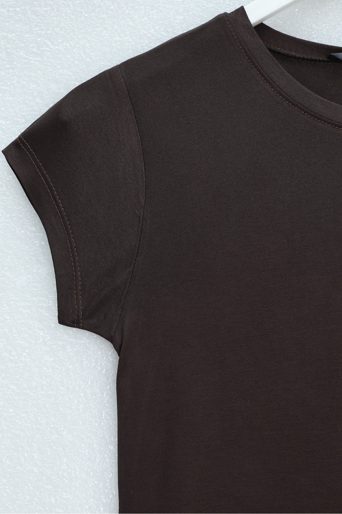 Crew Neck Short Sleeve Cotton Undershirt -Brown