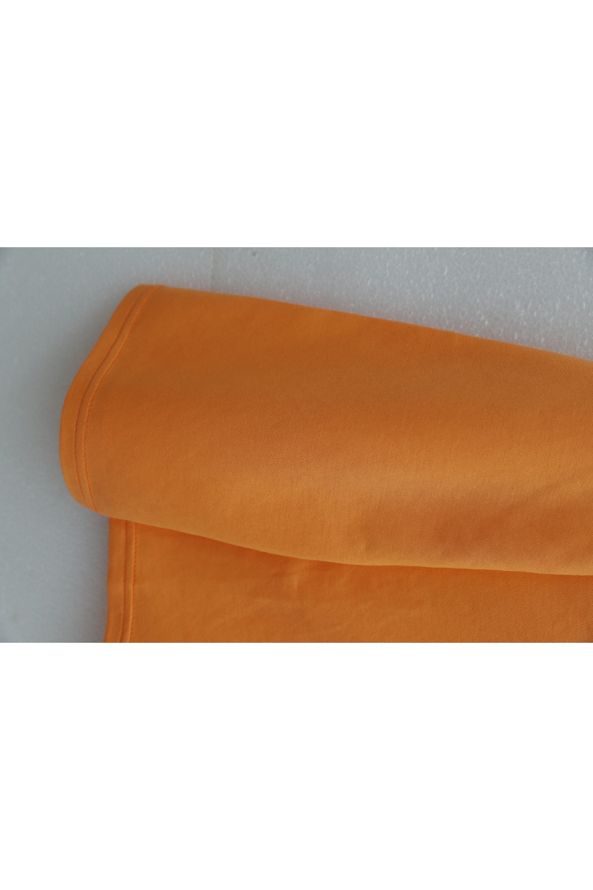Round Neck Loose Fit Jersey Blouse with Floral Embroidery on the Front     -Orange