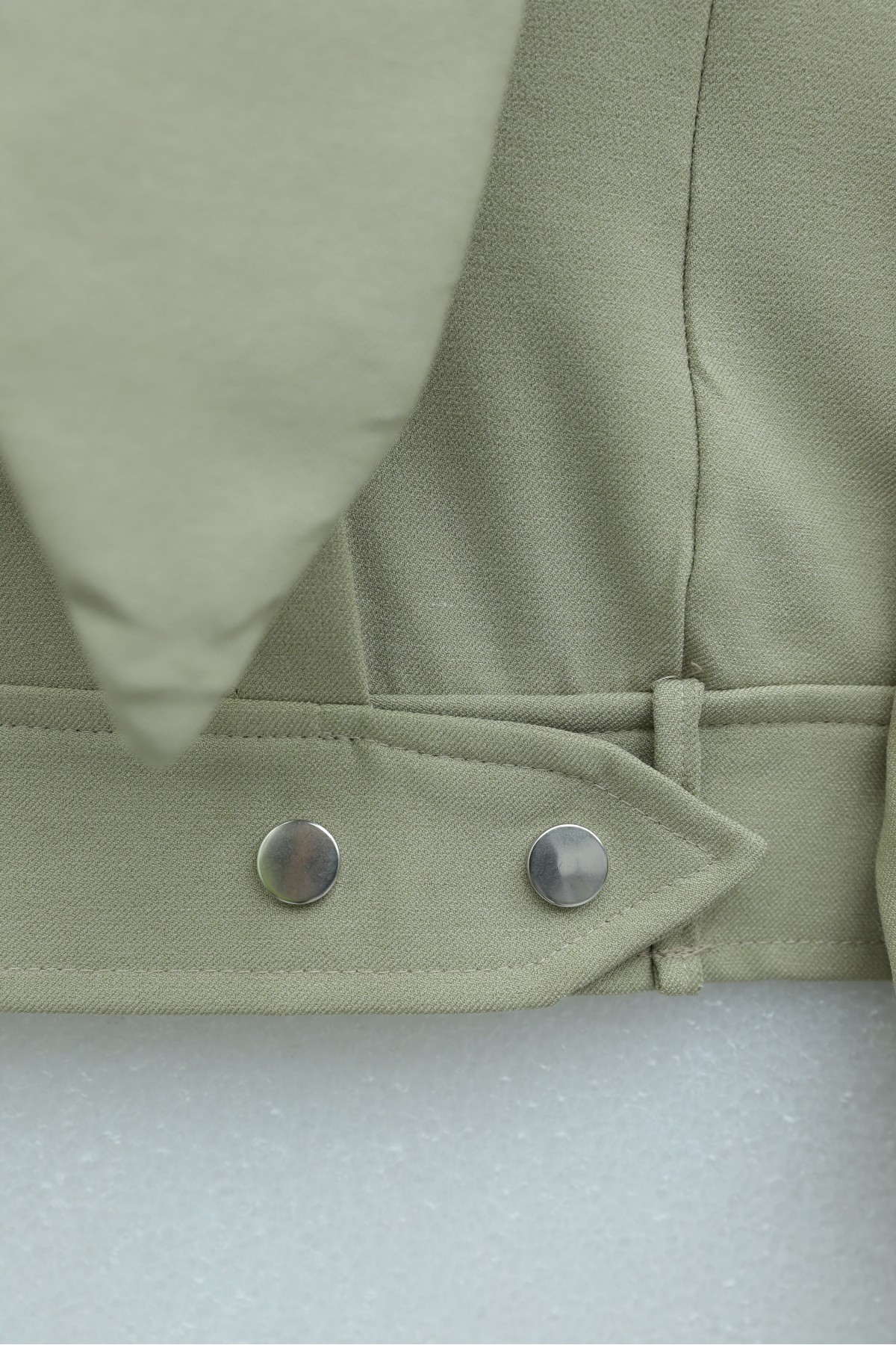 Gizli Düğmeli Fular Detaylı Etekli Diagonal Takım   -Taş