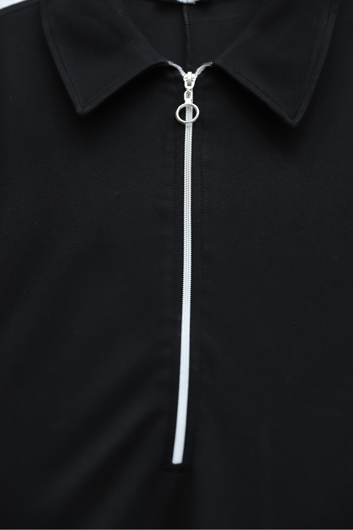Half-Zip Shirt Collar Long Oysho Dress -Black