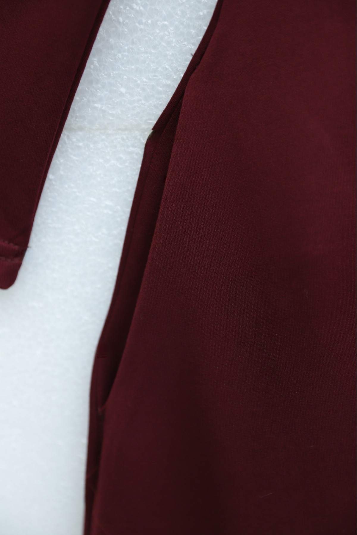 Half-Zip Shirt Collar Long Oysho Dress -Maroon
