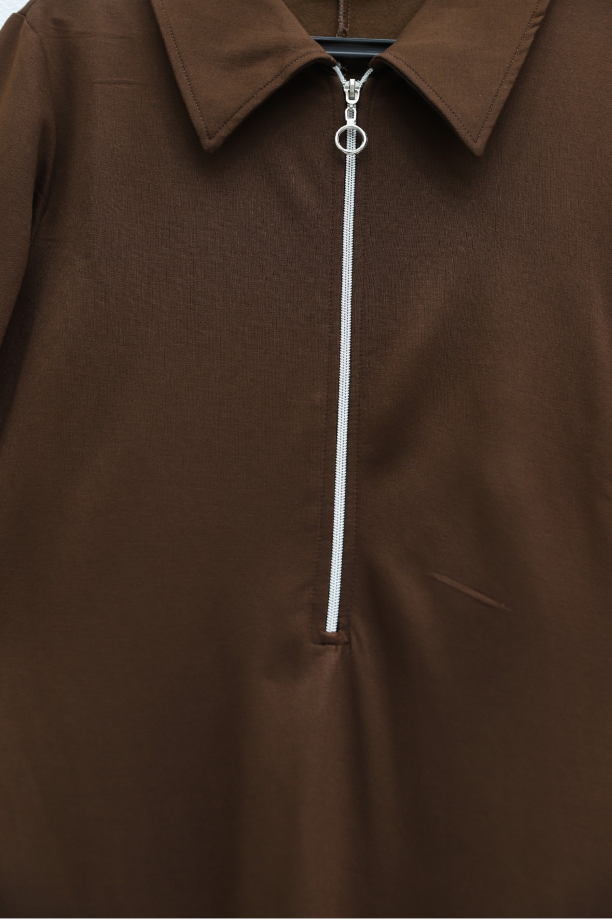 Half-Zip Shirt Collar Long Oysho Dress -Brown