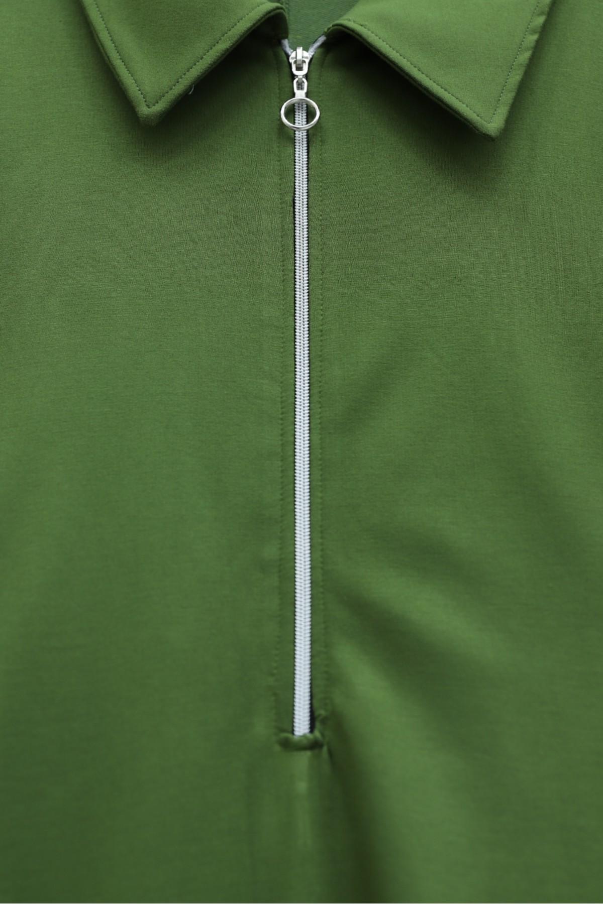 Half-Zip Shirt Collar Long Oysho Dress -Dark green