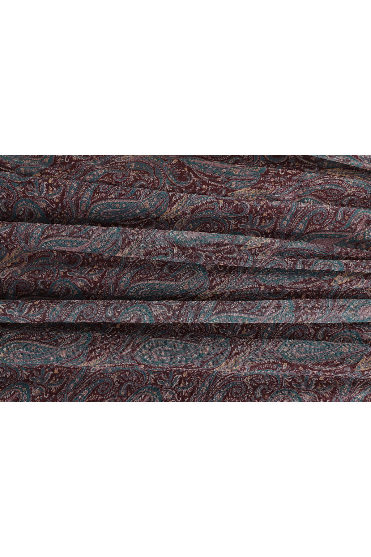 تنورة من التول منقوشة مبطنة بحزام وخصر مطاطي -بوردو