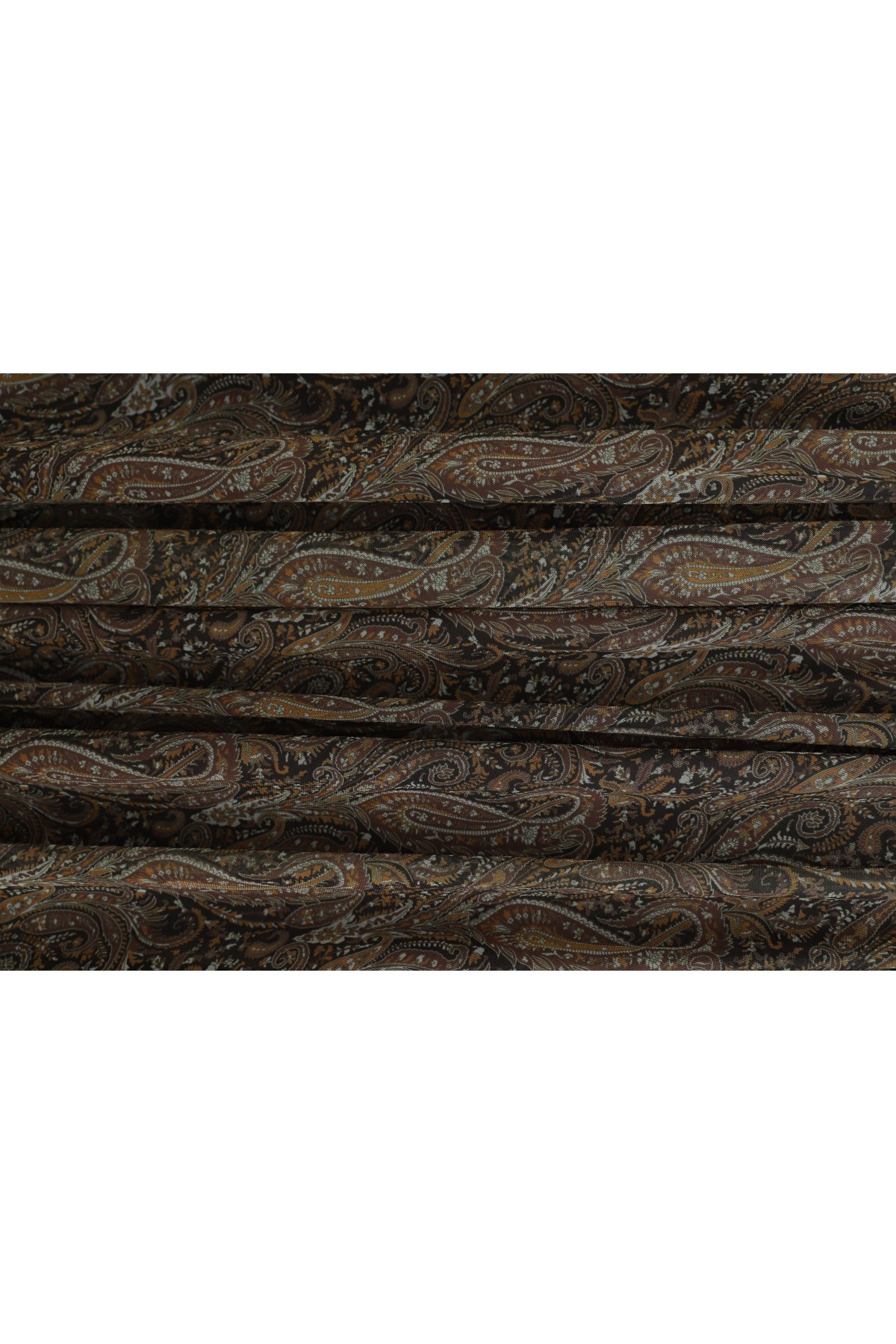 Beli Lastikli Kemerli Astarlı Desenli Tül Etek  -Taba