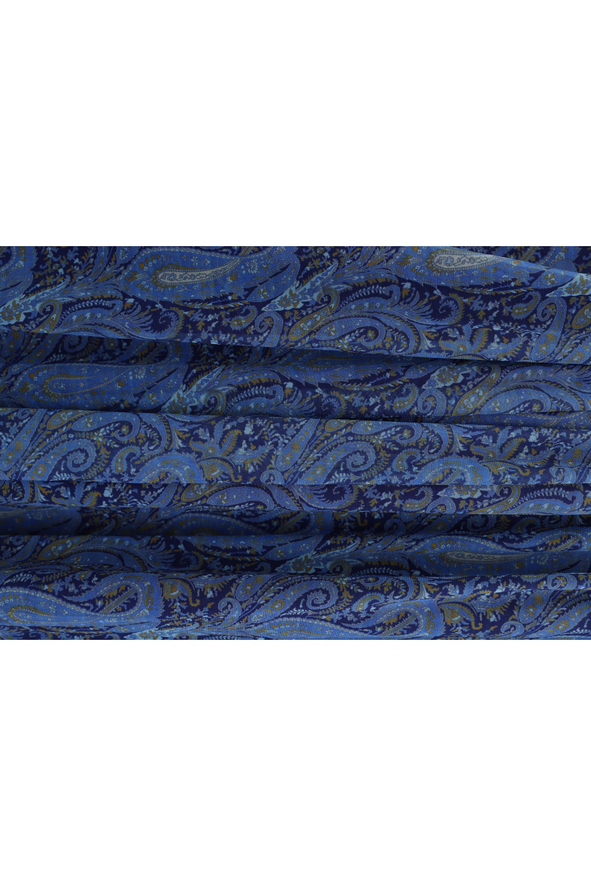 تنورة من التول منقوشة مبطنة بحزام وخصر مطاطي  -اللون النيلي