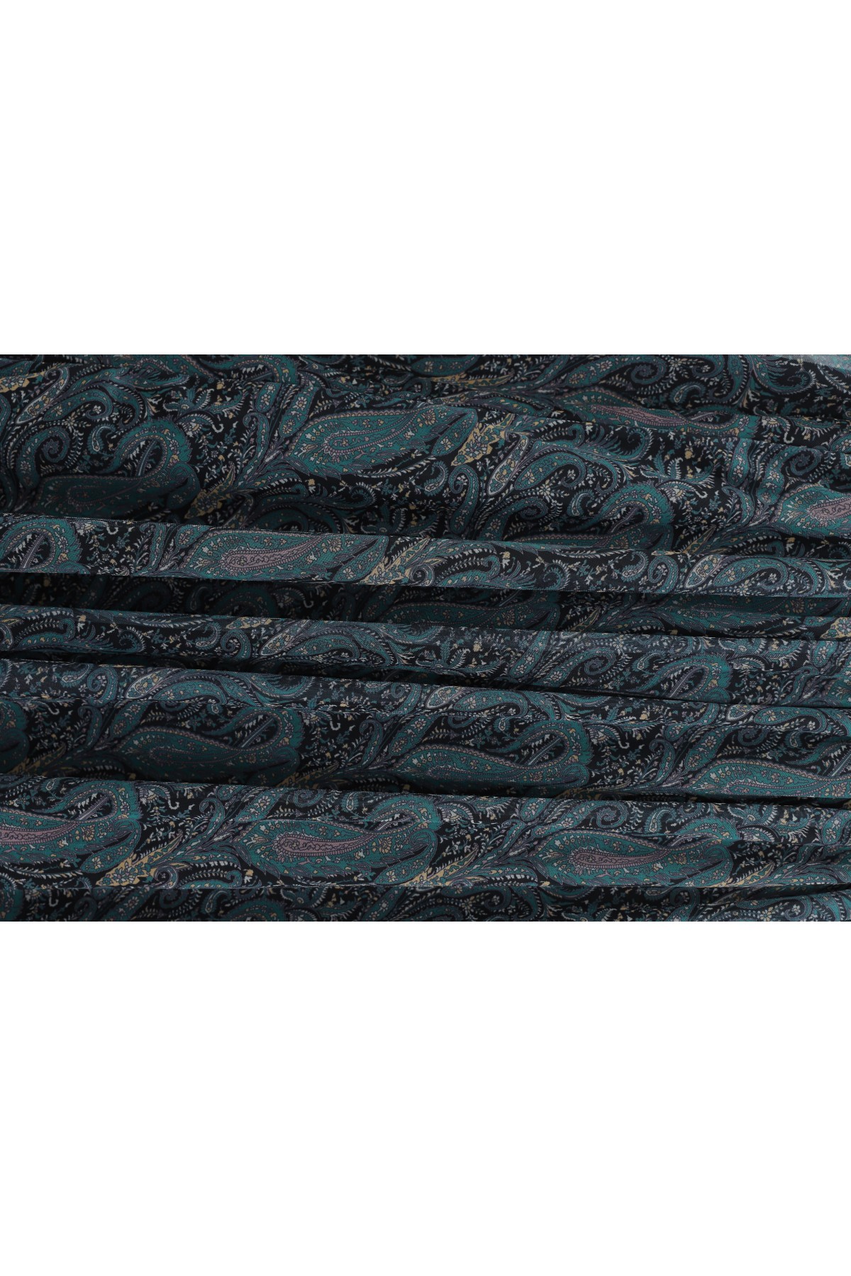 تنورة من التول منقوشة مبطنة بحزام وخصر مطاطي  -بترولي