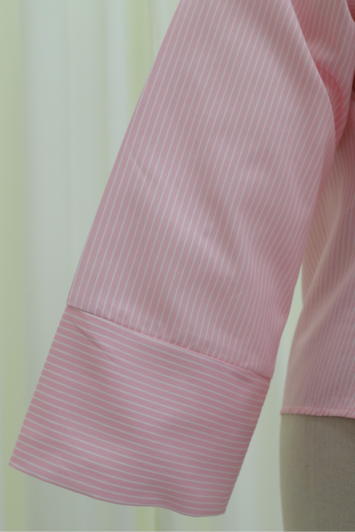 Asimetrik Kesim Beli Bağcıklı Çizgili Policoton Bluz -Pembe