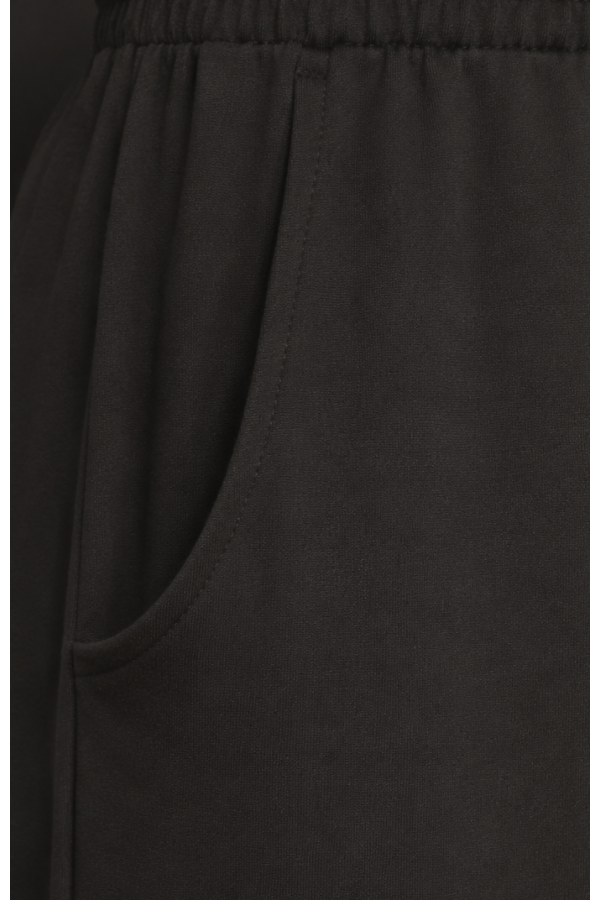 Asymmetrical Cut Trousers and Pocketed Loose Viscose Poncho Set -Dark Coffee
