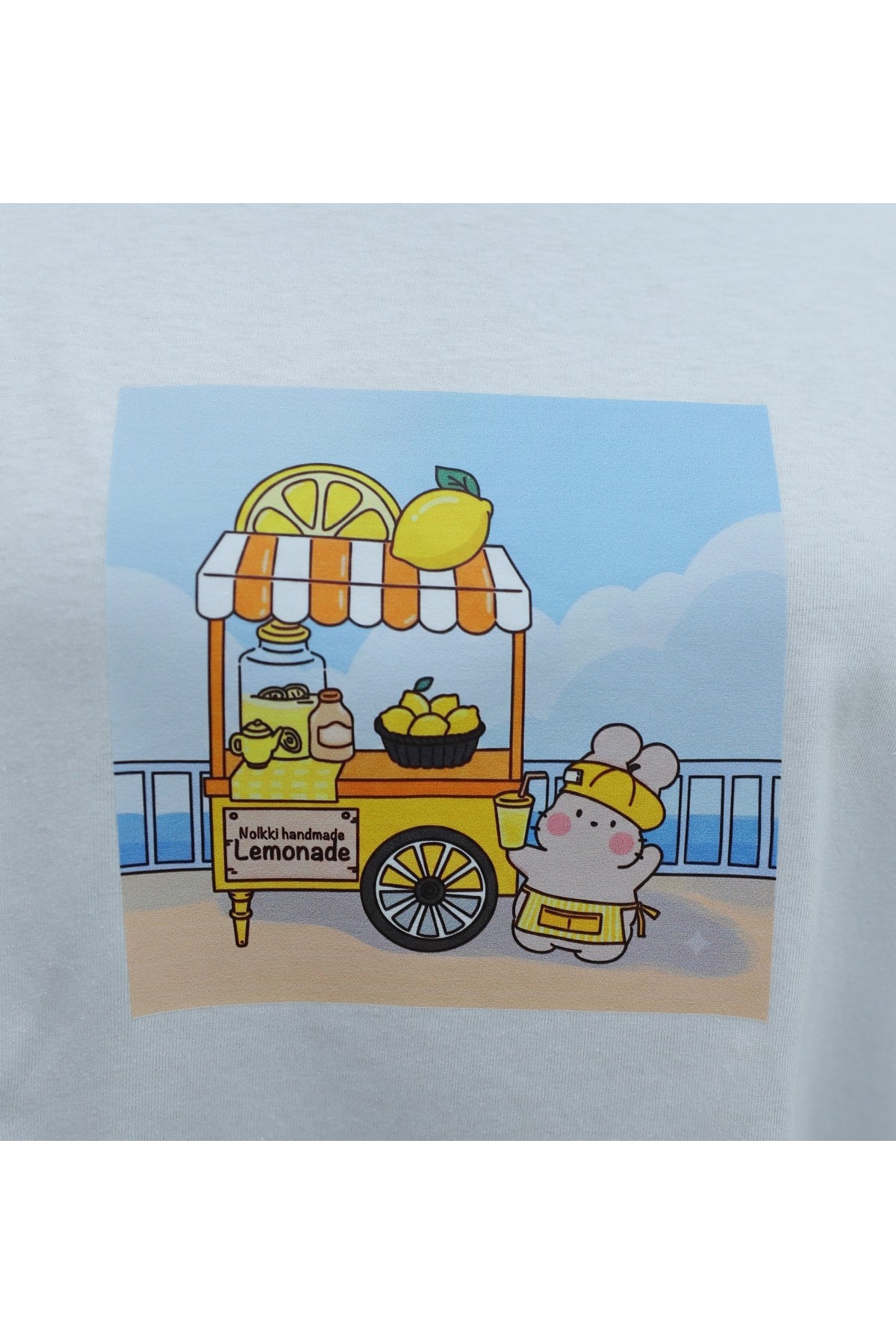 Crew Neck, Front Printed, Loose Fit Cotton Sweatshirt -White