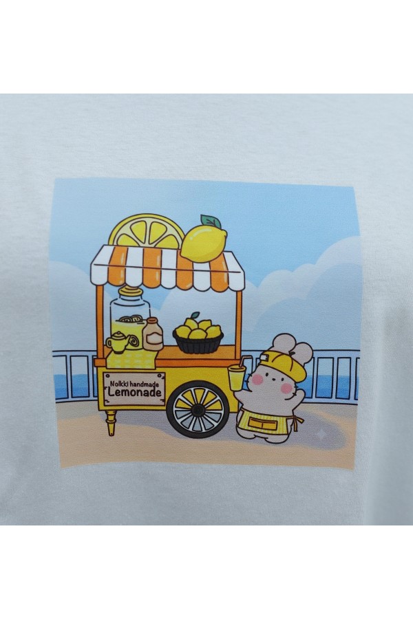 Crew Neck, Front Printed, Loose Fit Cotton Sweatshirt -White