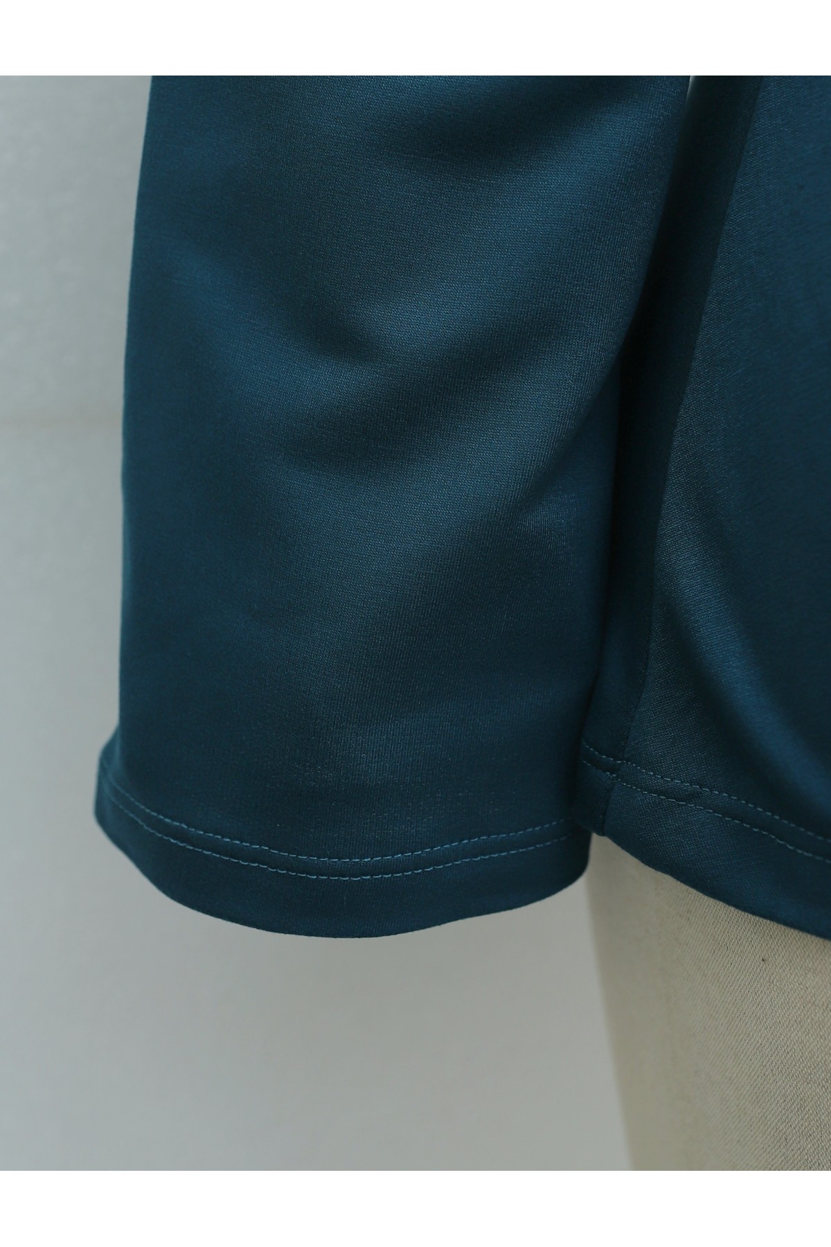 Asymmetrical Front Cut Cotton Sweatshirt with Drawstring Detail -Oil color
