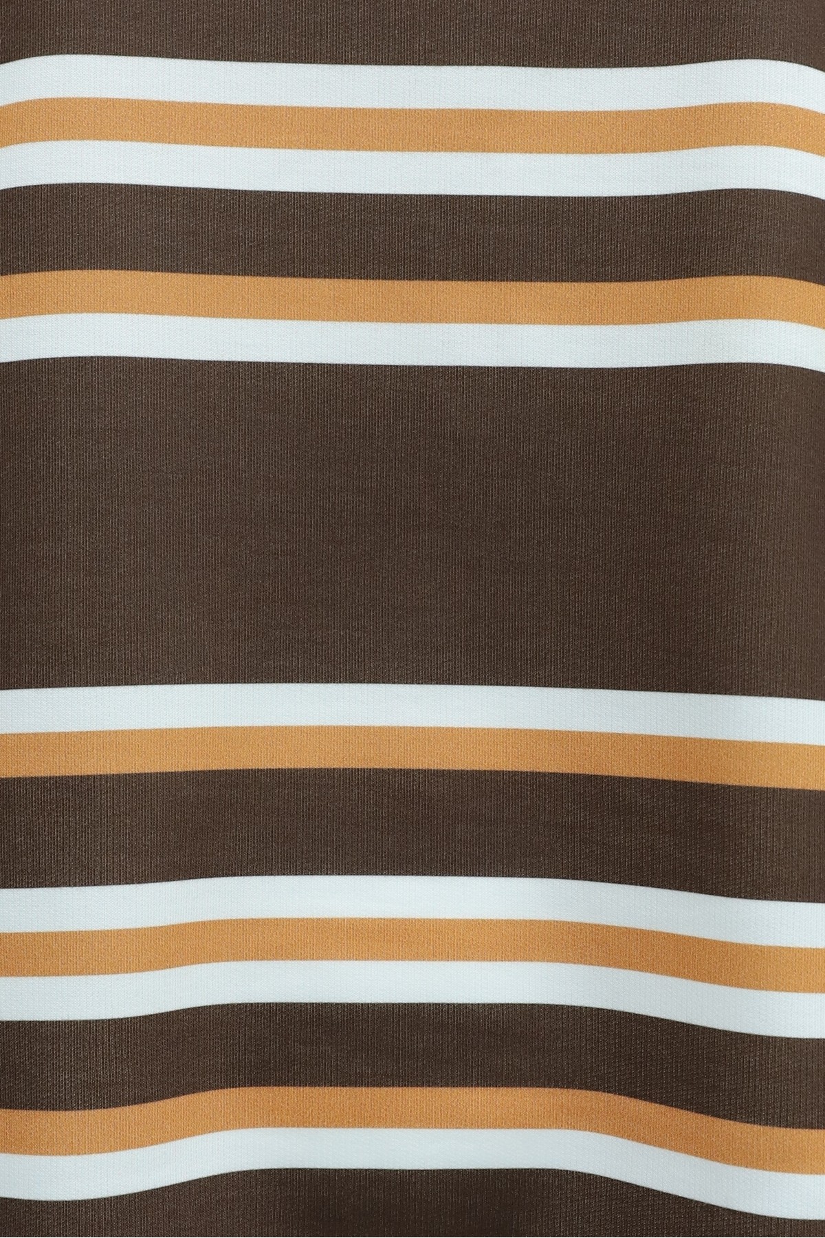 Crew Neck Thick-Striped Relaxed-Fit Jersey Sweatshirt -Brown