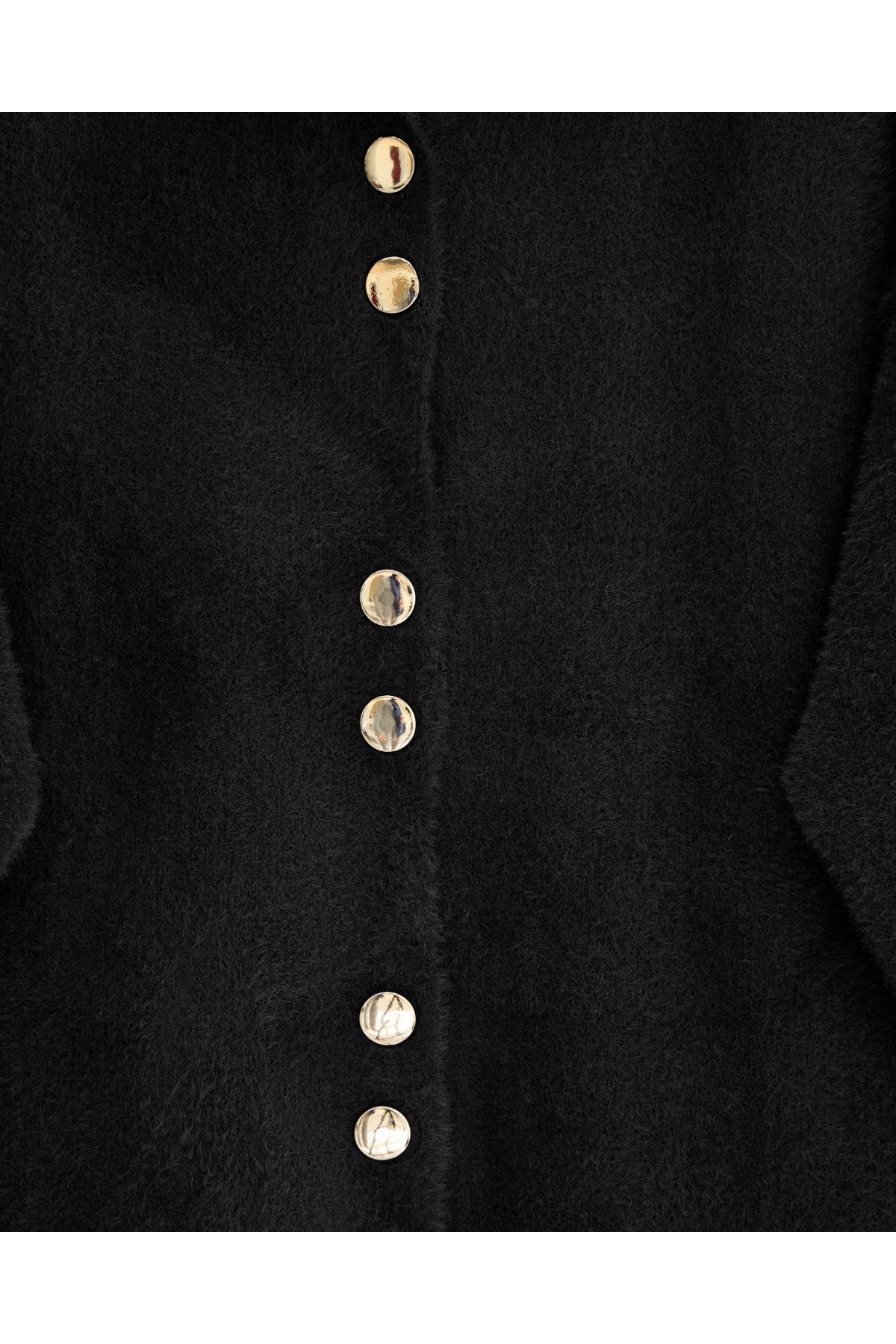 Buttoned Front Long Bearded Soft Cardigan -Black