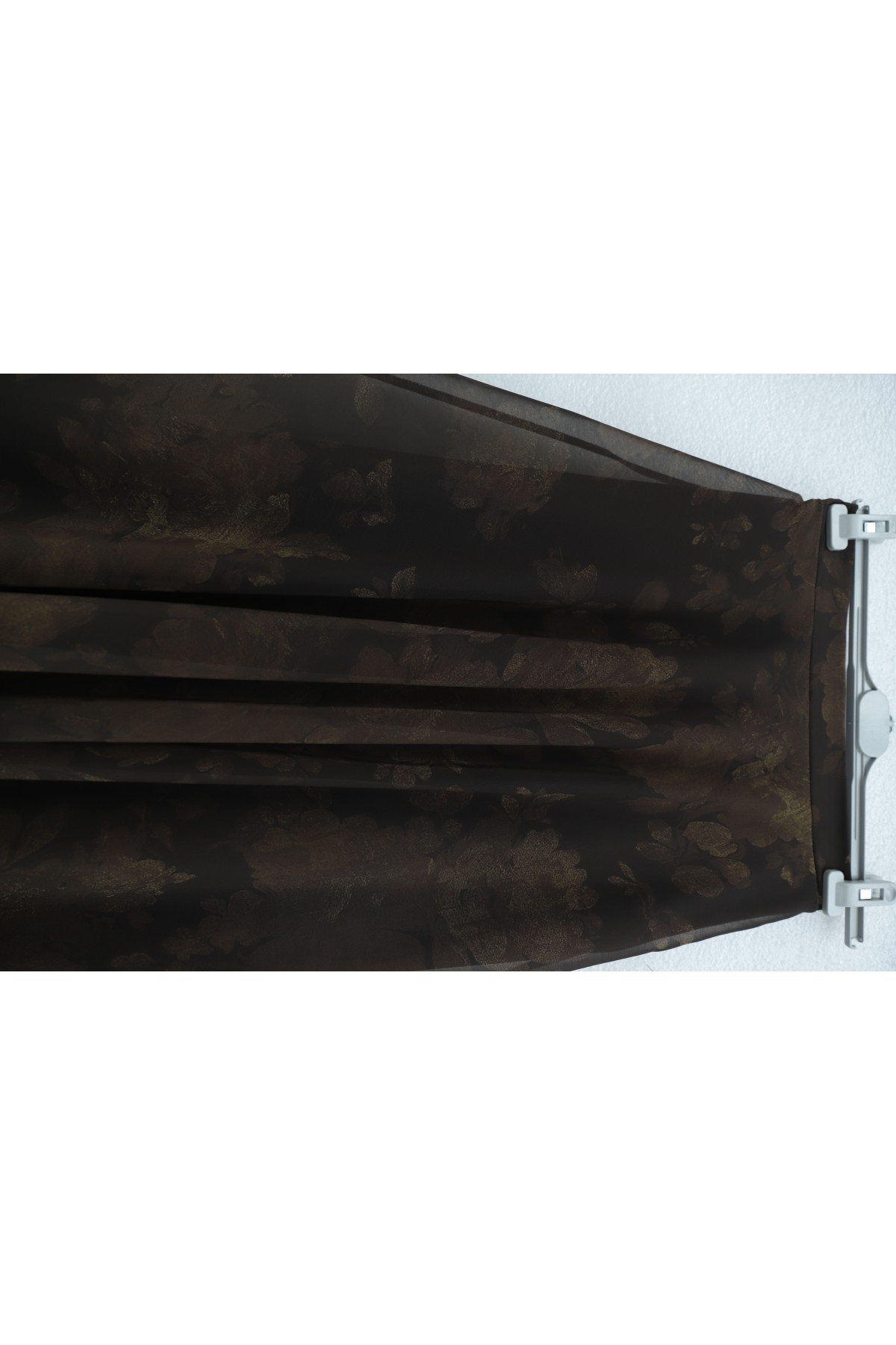 تنورة شيفون مبطنة بنقوش وسحاب جانبي -بنى