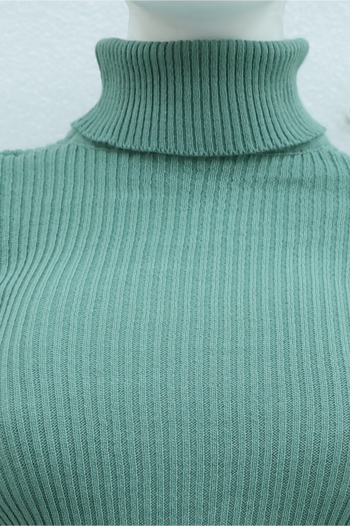 Turtleneck Knitted Bodysuit with Finger-Loop Detail -Mint Color