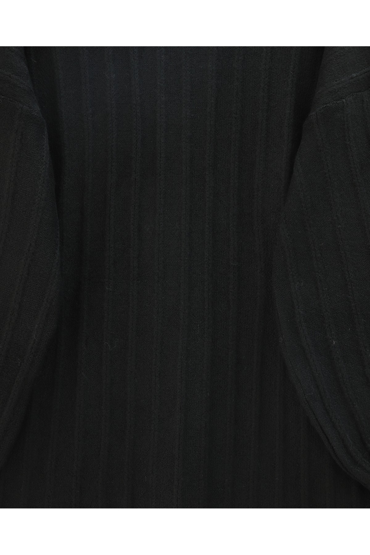Soft Knit Tunic with Ribbed Slits -Black